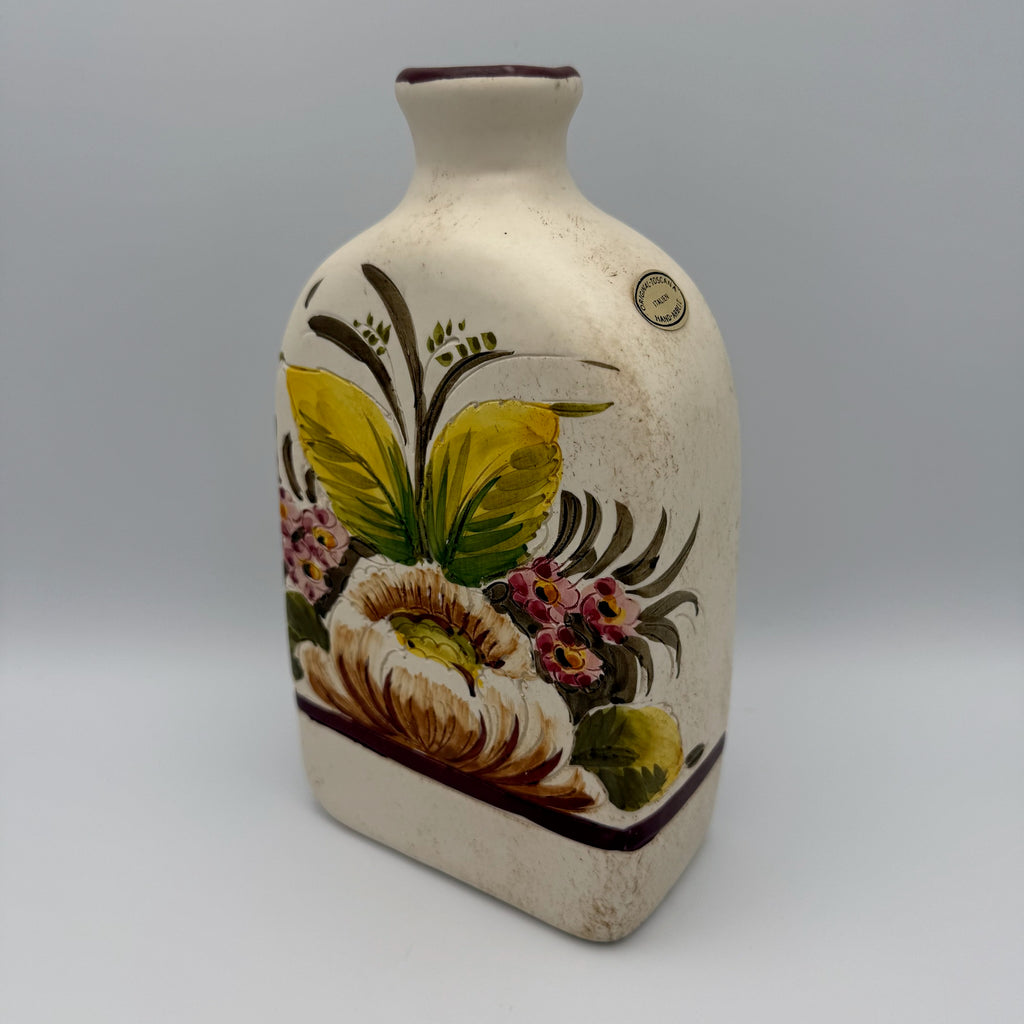 Original Toscana Keramik Flasche Handbemalt Blumen Blau Ölflasche Majolika Italien Showroom Ansbach