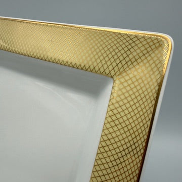 Rosenthal Germany quadratischer Teller 22 cm Golddekor Gitterdekor Porzellan Showroom Ansbach