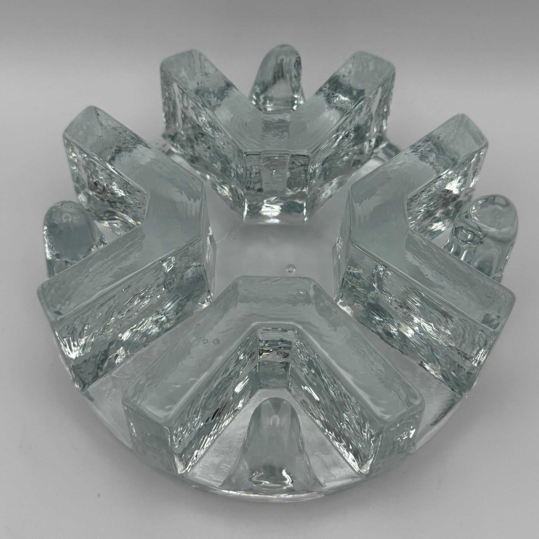 Massives Vintage Glas Stövchen I 1970er Eisglas Optik I Schwerer Teewärmer Brutalismus I Makellos 1,7 kg Showroom Ansbach