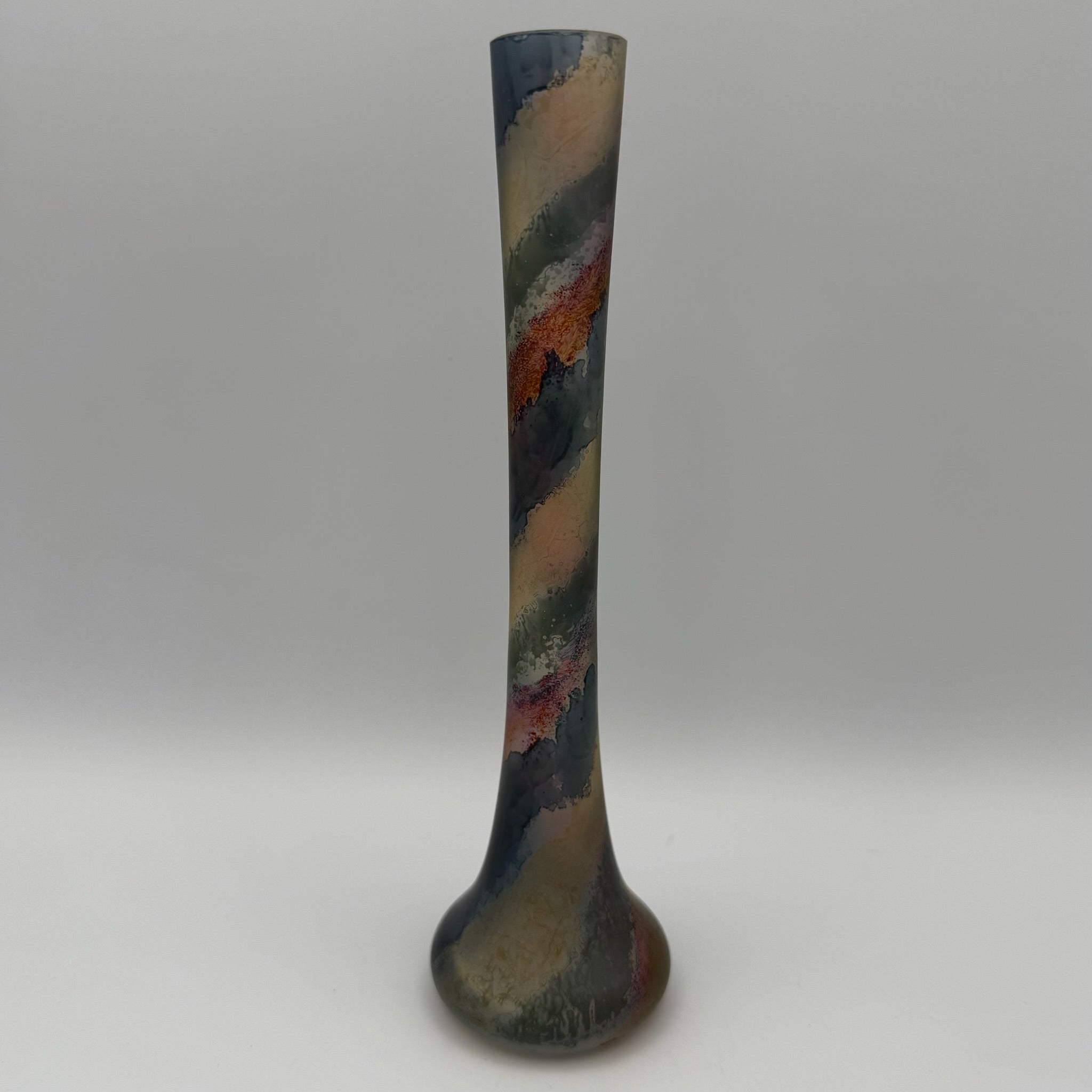 Künstler Studioglas Solitärvase I Satiniert Bunt I Finger-Vase Mattglas Modern Art I Vintage um 1990 I 20 cm Showroom Ansbach