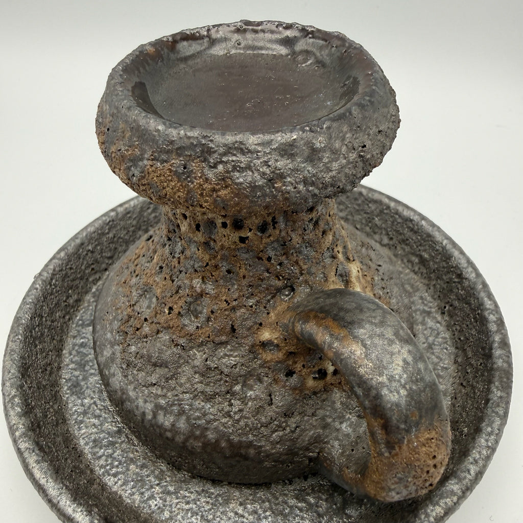Jopeko Brutalist Keramik Kerzenständer I Kammerleuchter Fat Lava 1970er I West Germany Vintage I 13,5 cm Jopeko