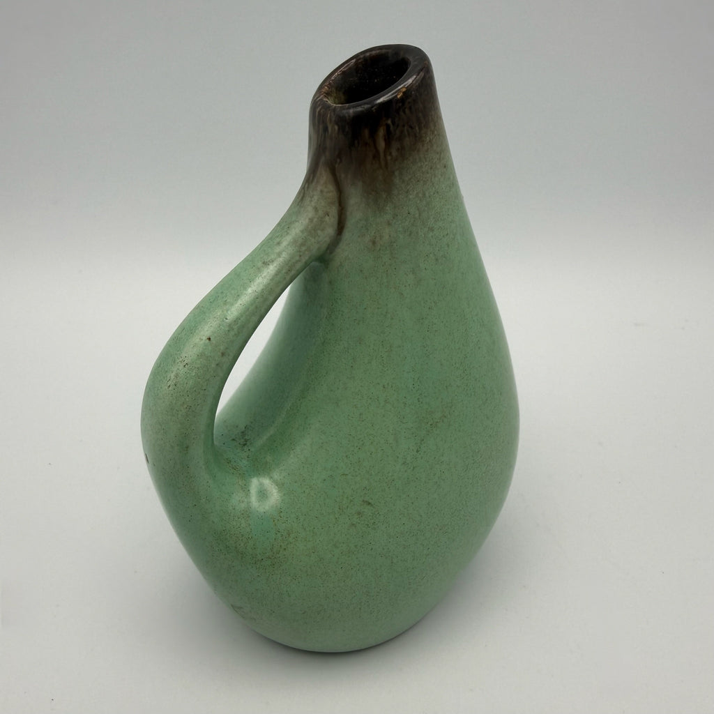 Mid-Century Henkelvase I Mintgrün & Braun I Organische Krugvase I West Germany 1950er 1960er I 10,5 cm Showroom Ansbach
