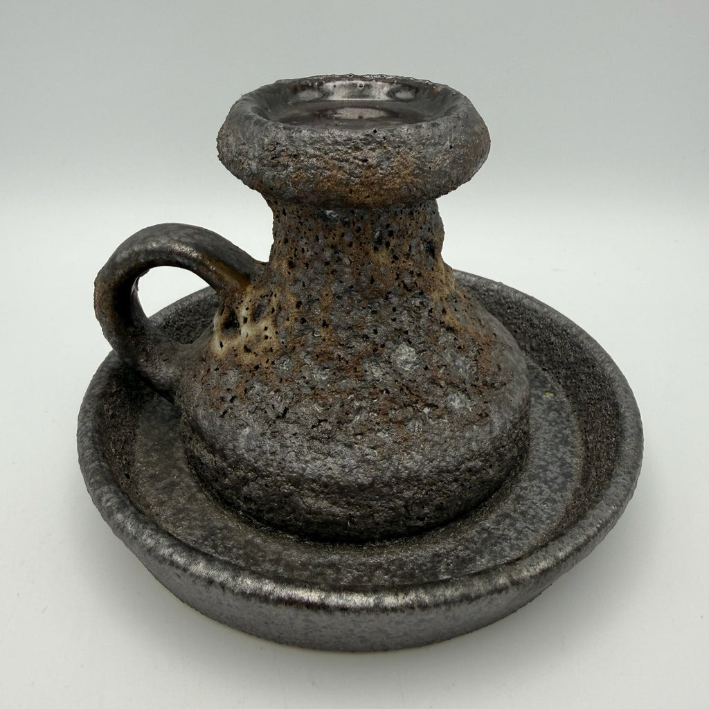 Jopeko Brutalist Keramik Kerzenständer I Kammerleuchter Fat Lava 1970er I West Germany Vintage I 13,5 cm Jopeko