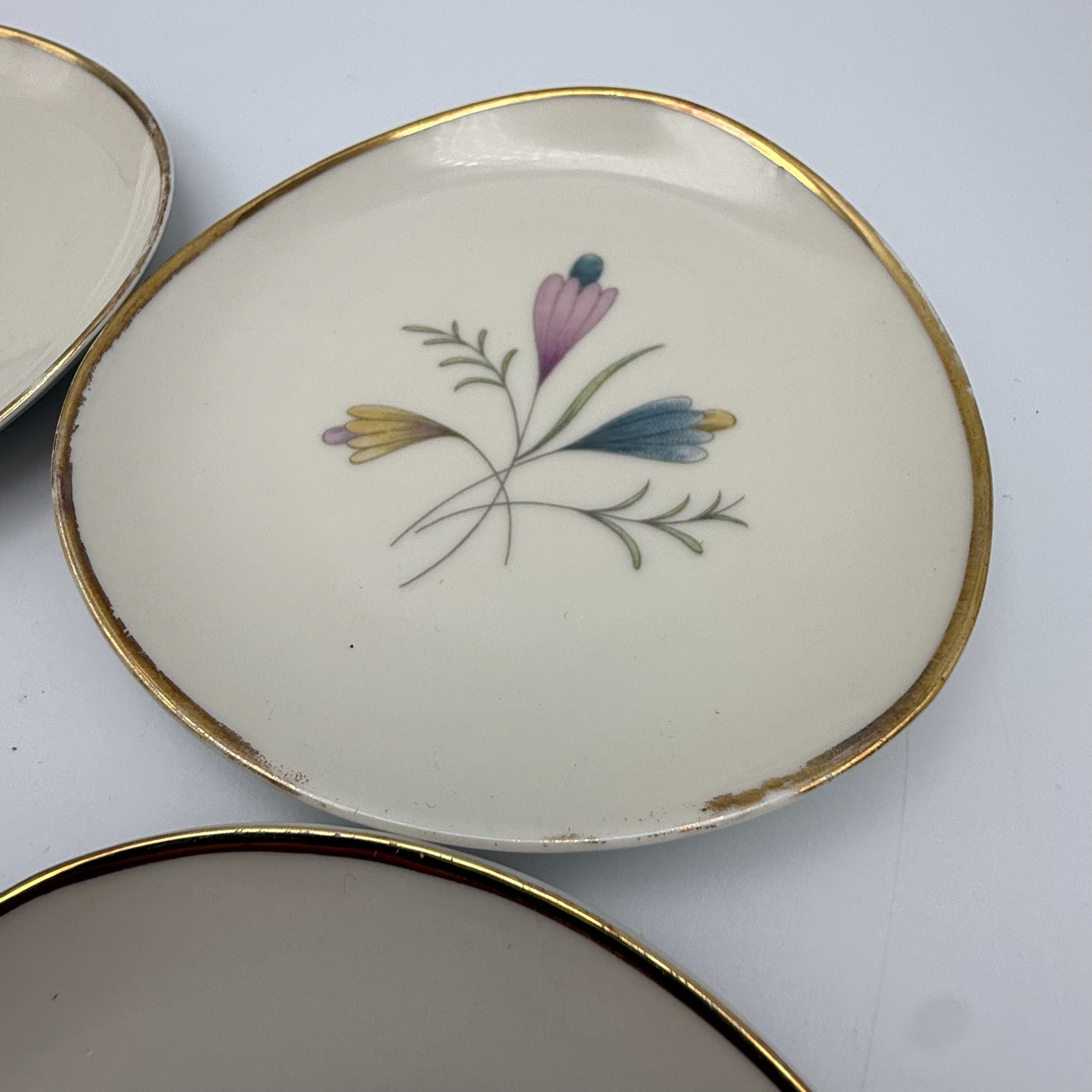 4er Set Mitterteich Bavaria Konfektteller I Nierenform 50er Jahre I Dekor 8305 I Mid-Century Vintage I 11,2 cm Mitterteich Bavaria