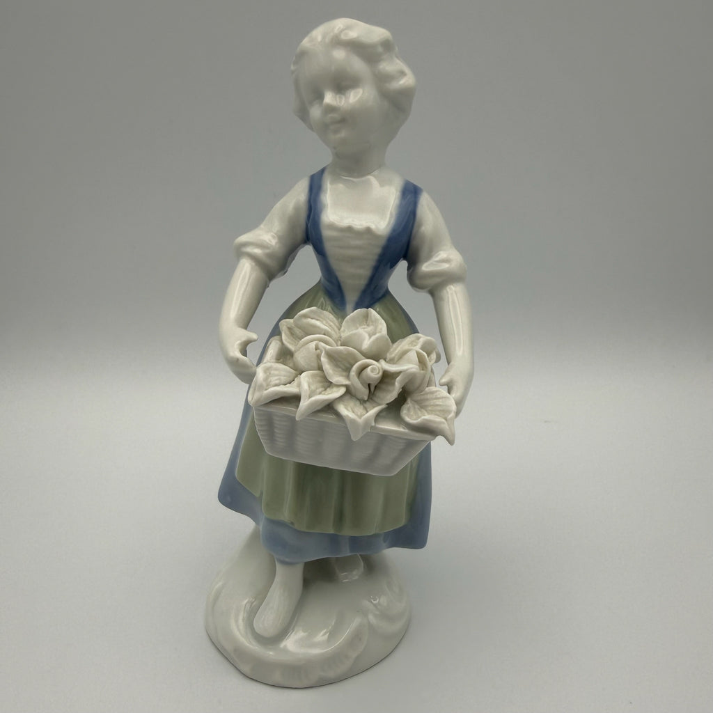 Vintage Gerold Porzellan Figur Mädchen mit Blumenkorb Bavaria Handbemalt 50er Gerold Porzellan