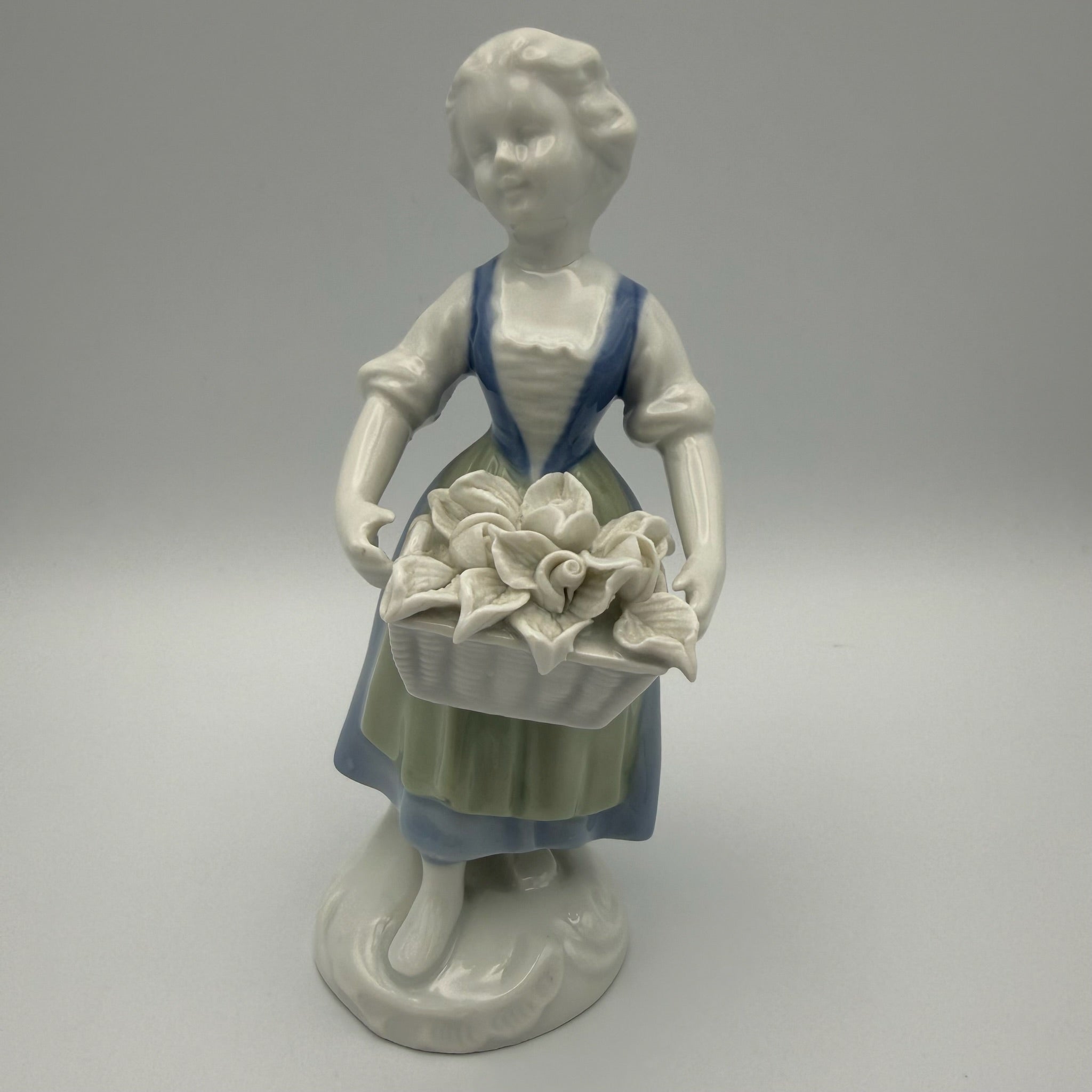 Vintage Gerold Porzellan Figur Mädchen mit Blumenkorb Bavaria Handbemalt 50er Gerold Porzellan