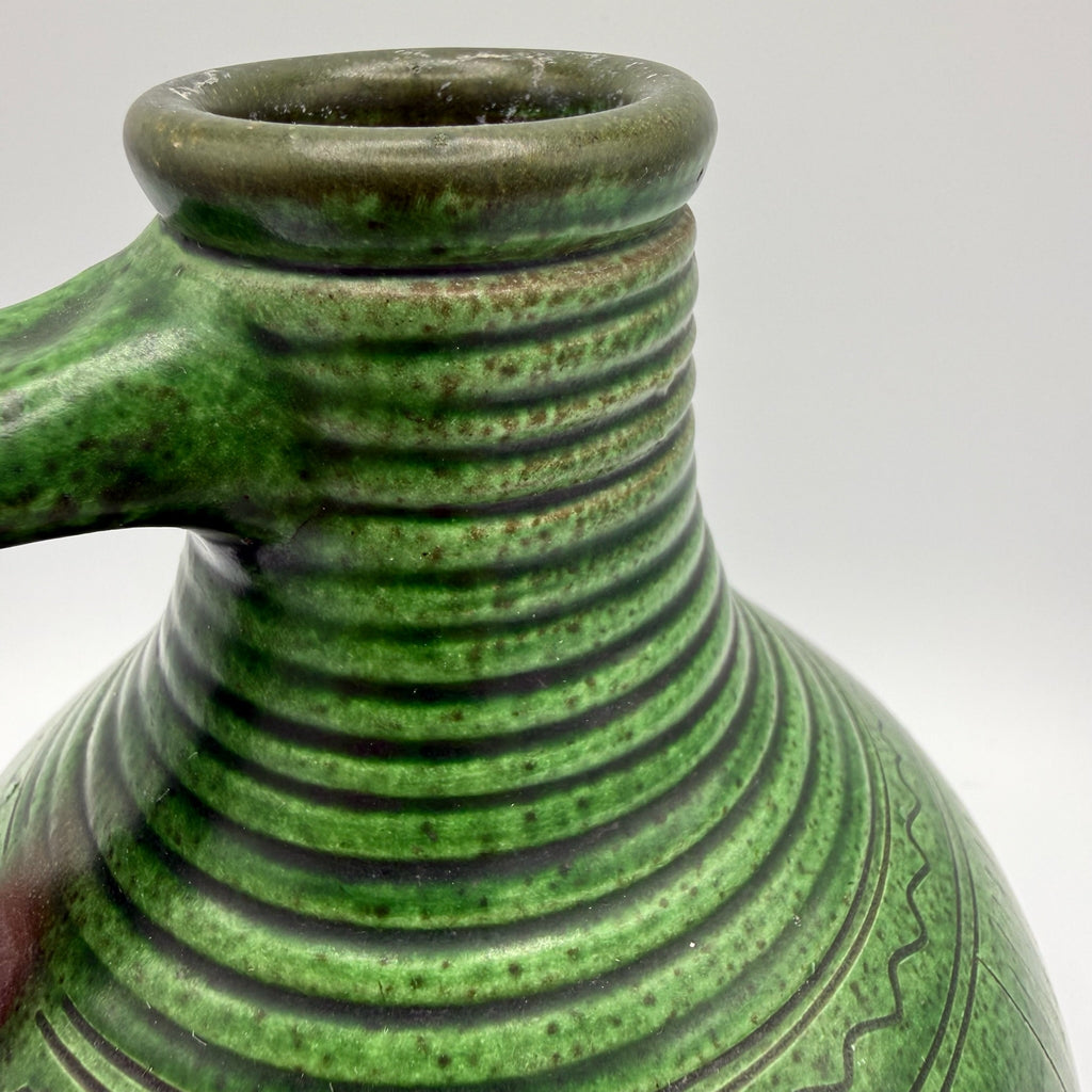 Wilhelm Kagel Garmisch I Studio Keramik Vase I Sgraffito Ritzdekor Grün I 50er Jahre I 17 cm Showroom Ansbach