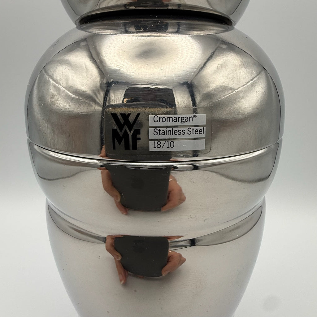 WMF Design-Cocktailshaker I Entwurf Matteo Thun 1980er I Cromargan 18/10 I Original-Aufkleber I Postmodern 21 cm WMF