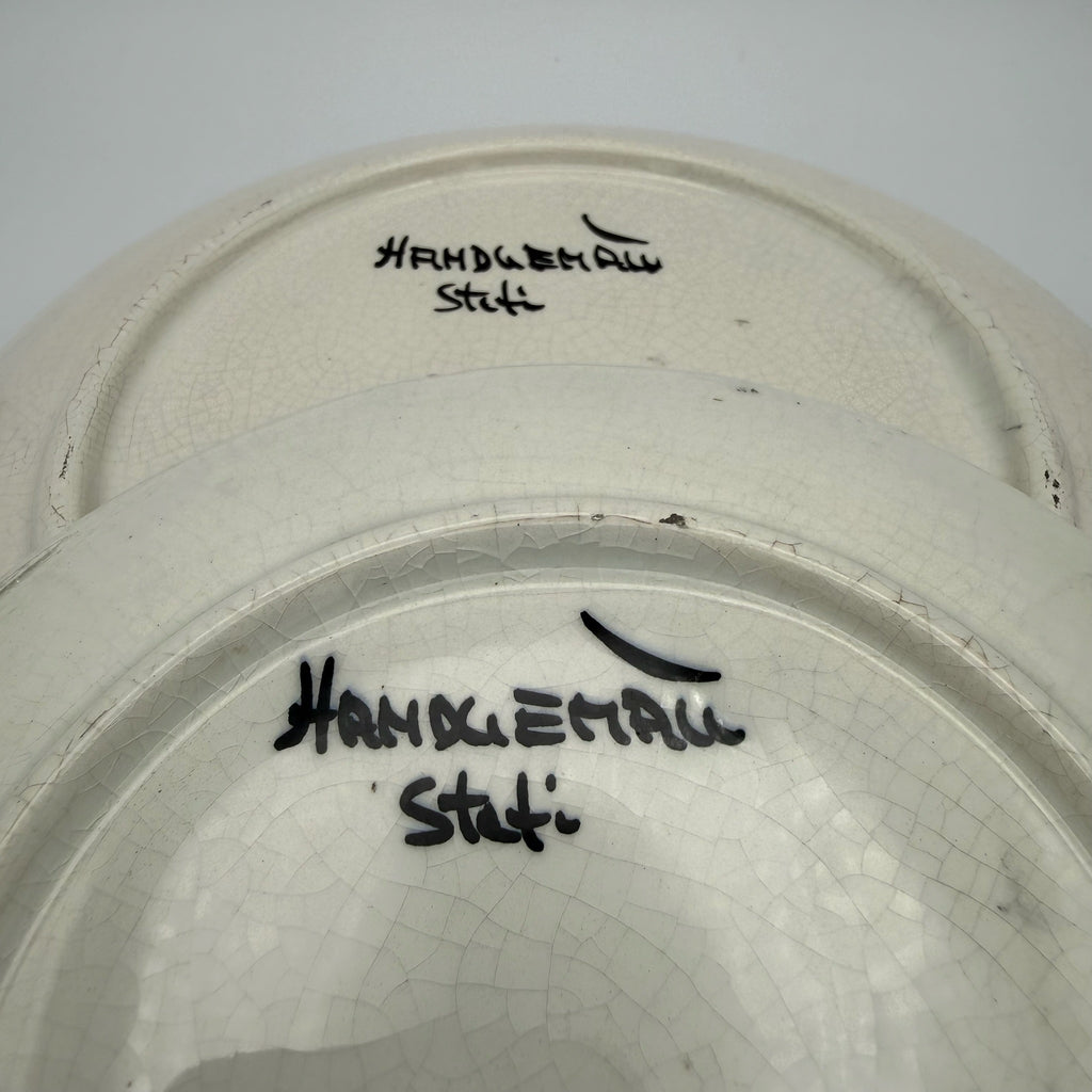 2er Set antike Bauernkeramik Teller I Handbemalt Steti I Stiefmütterchen Böhmen I Krakelee Shabby Chic Showroom Ansbach