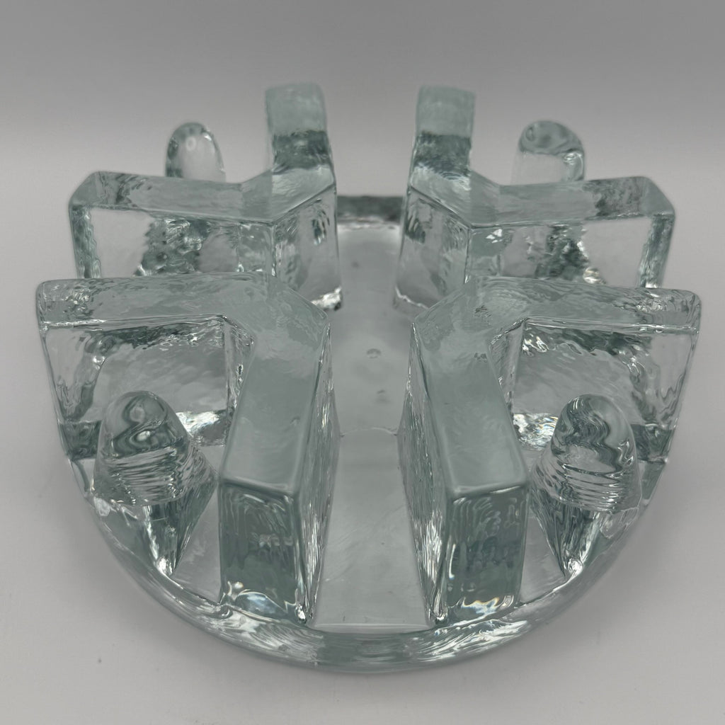 Massives Vintage Glas Stövchen I 1970er Eisglas Optik I Schwerer Teewärmer Brutalismus I Makellos 1,7 kg Showroom Ansbach
