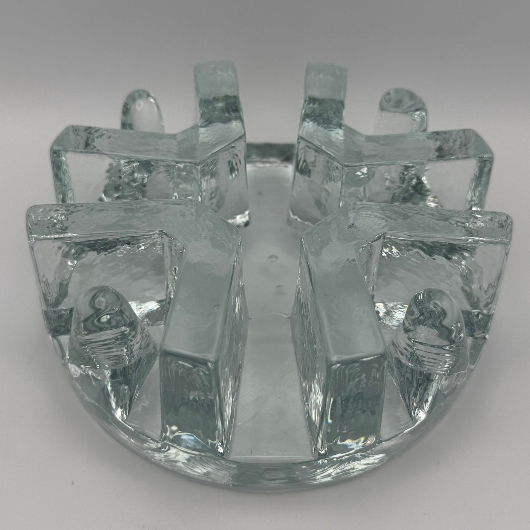 Massives Vintage Glas Stövchen I 1970er Eisglas Optik I Schwerer Teewärmer Brutalismus I Makellos 1,7 kg Showroom Ansbach