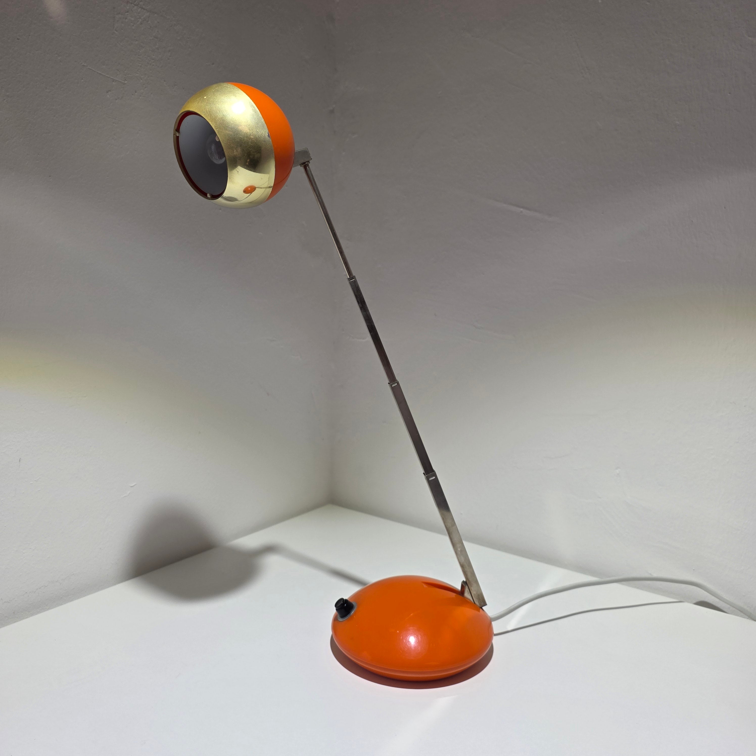 Eichhoff Werke E 3371 Teleskoplampe Orange Space Age Tischlampe 60er 70er Showroom Ansbach