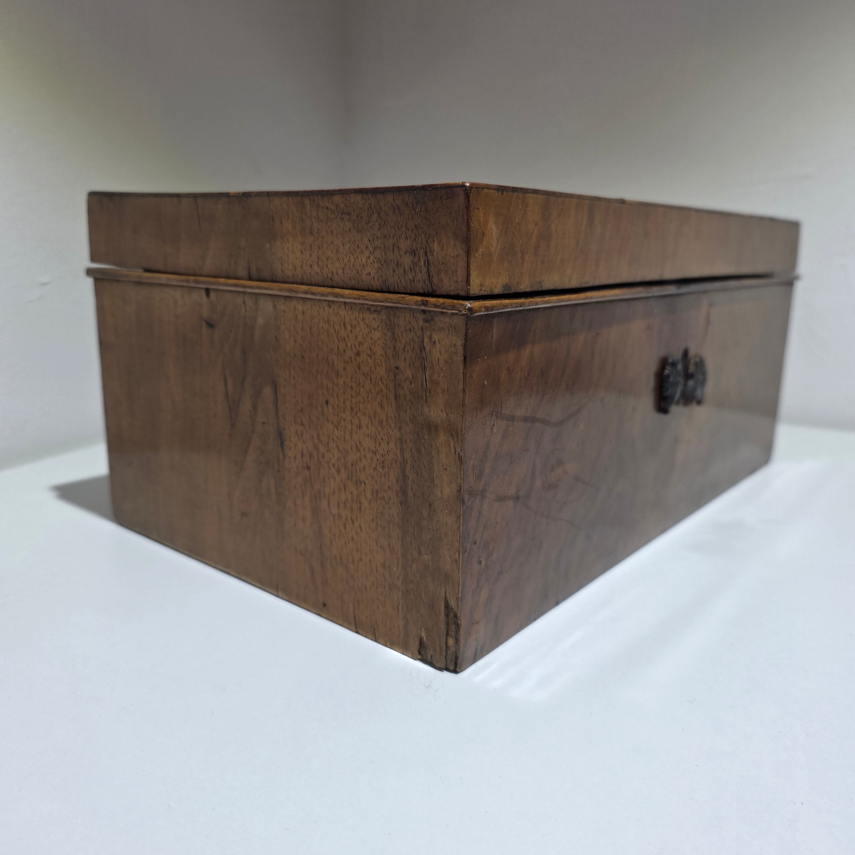 Antike Nähschatulle Holz Kassette um 1880 mit Einsatz Inschrift Schmuckkästchen Showroom Ansbach