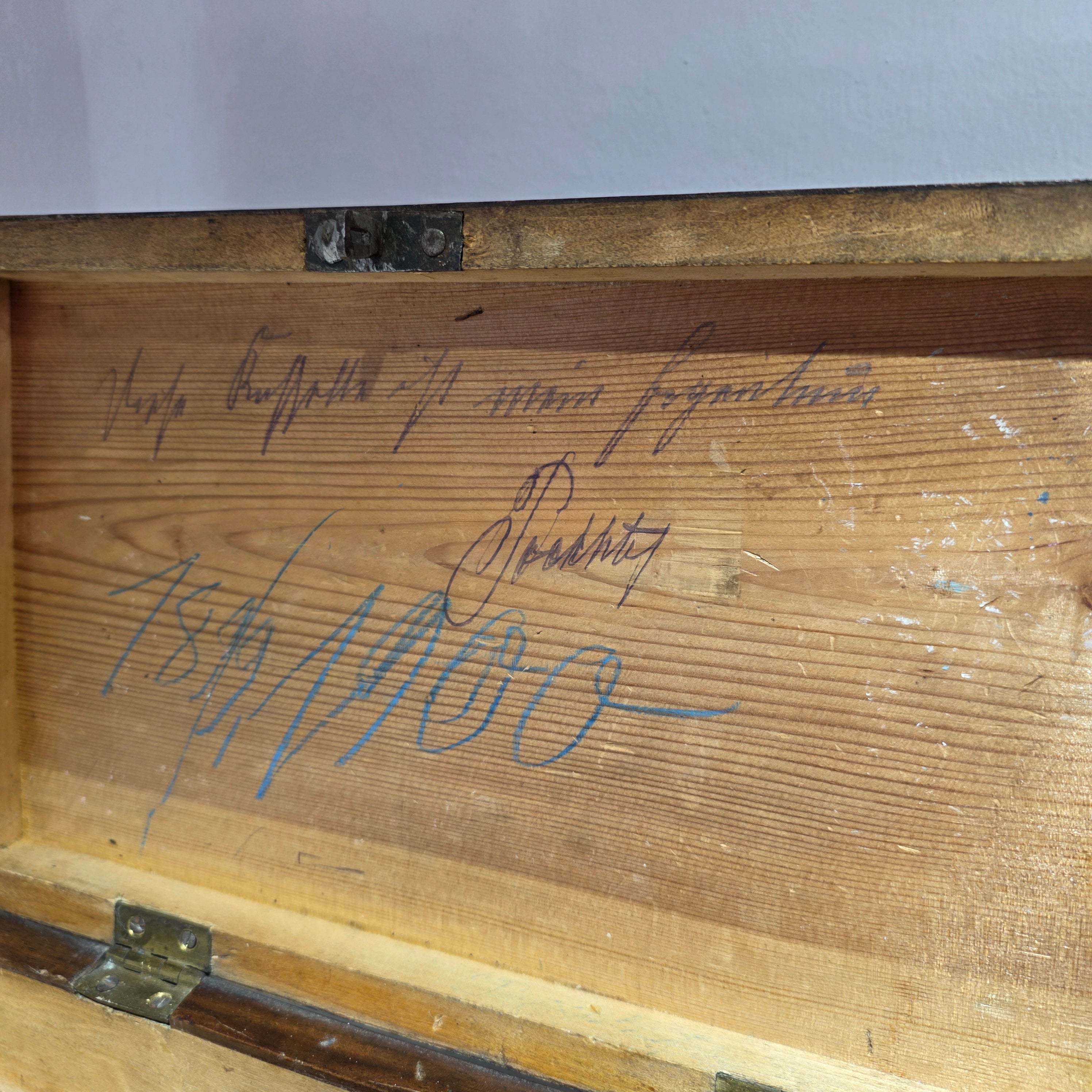 Antike Nähschatulle Holz Kassette um 1880 mit Einsatz Inschrift Schmuckkästchen Showroom Ansbach