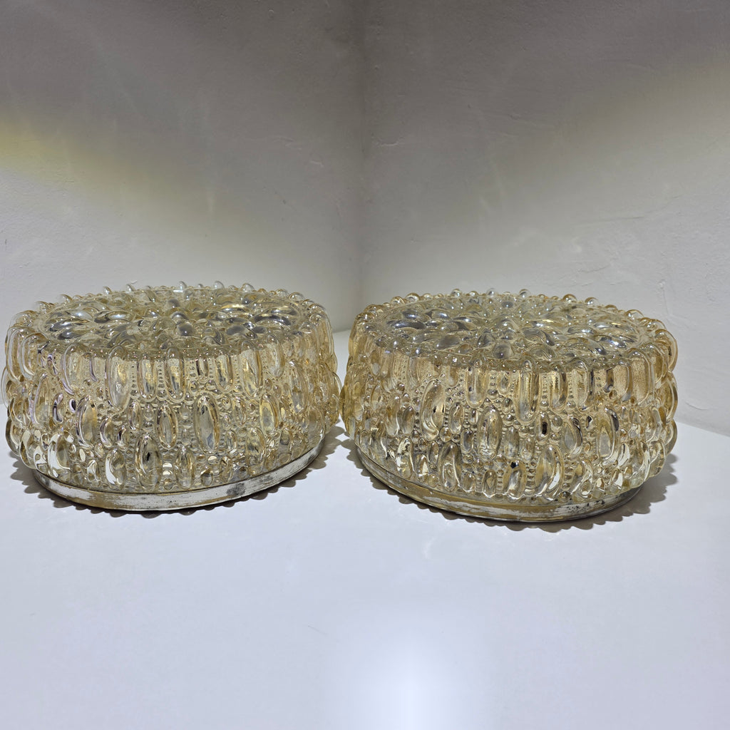 2x Glashütte Limburg 665 Deckenleuchte Wandleuchte Bubble Glas 70er E27 Vintage Showroom Ansbach