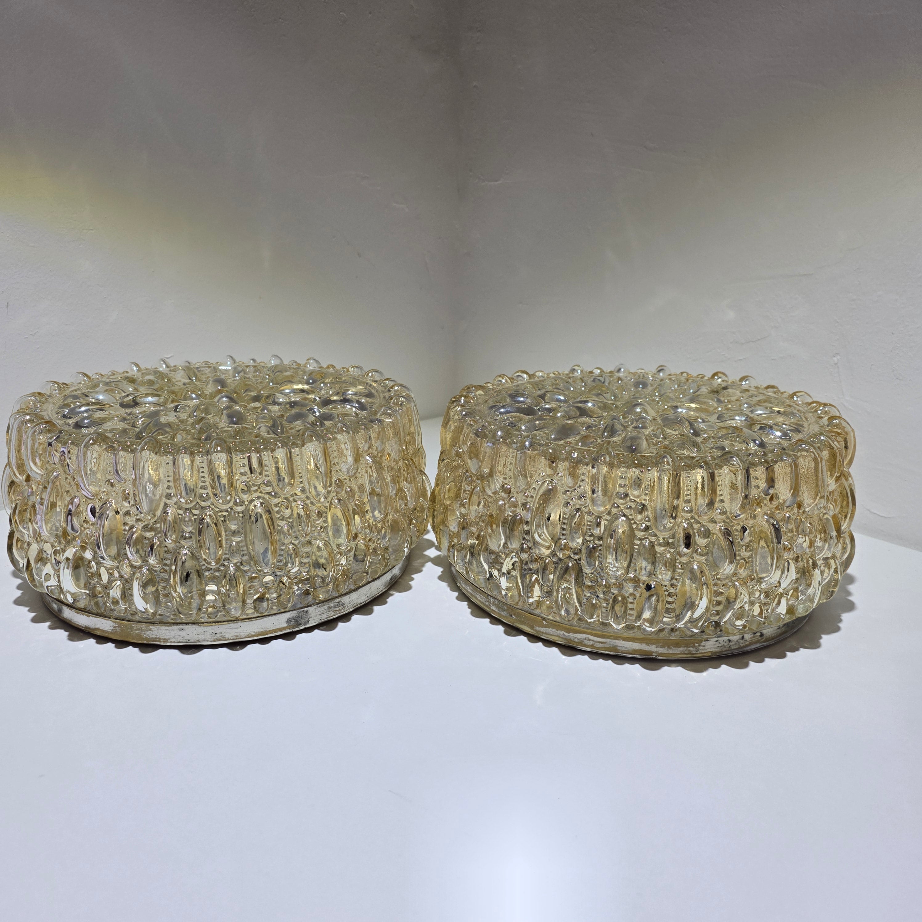 2x Glashütte Limburg 665 Deckenleuchte Wandleuchte Bubble Glas 70er E27 Vintage Showroom Ansbach