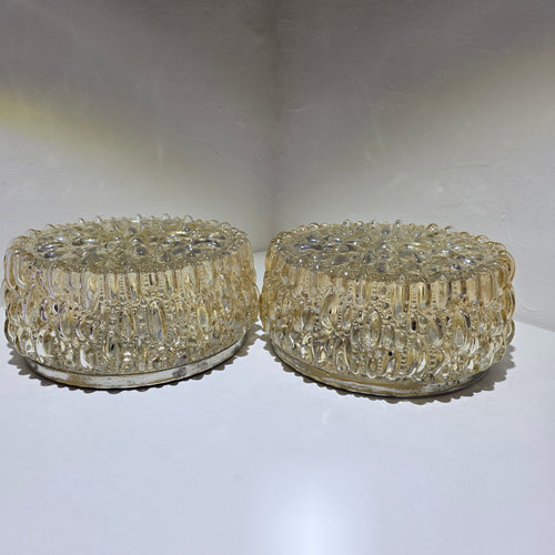 2x Glashütte Limburg 665 Deckenleuchte Wandleuchte Bubble Glas 70er E27 Vintage Showroom Ansbach