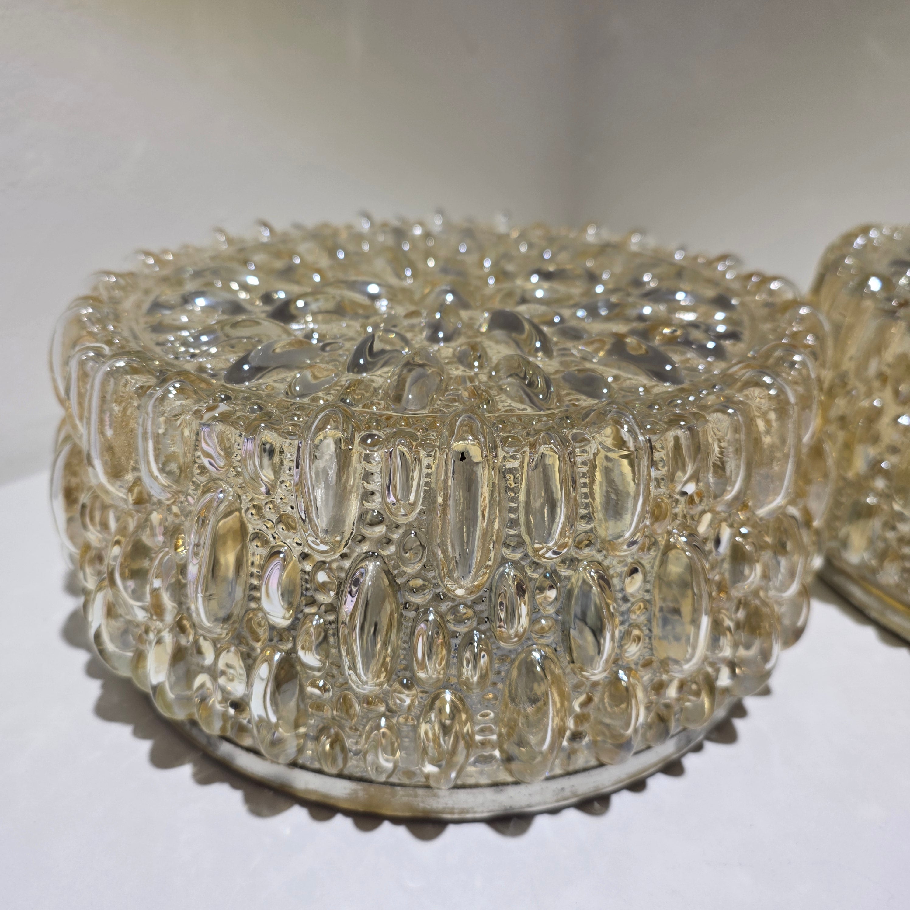 2x Glashütte Limburg 665 Deckenleuchte Wandleuchte Bubble Glas 70er E27 Vintage Showroom Ansbach