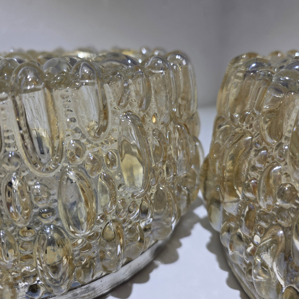 2x Glashütte Limburg 665 Deckenleuchte Wandleuchte Bubble Glas 70er E27 Vintage Showroom Ansbach