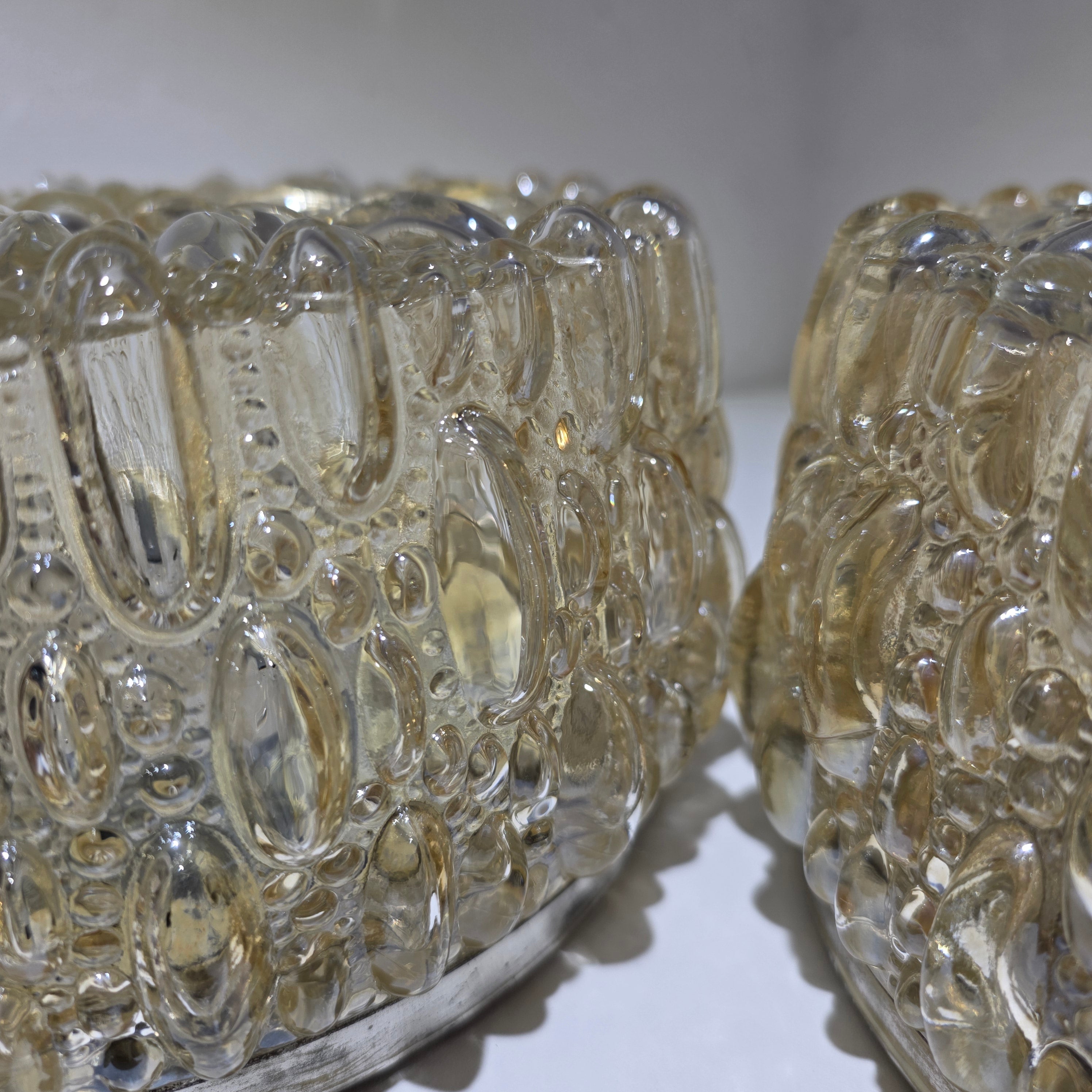 2x Glashütte Limburg 665 Deckenleuchte Wandleuchte Bubble Glas 70er E27 Vintage Showroom Ansbach
