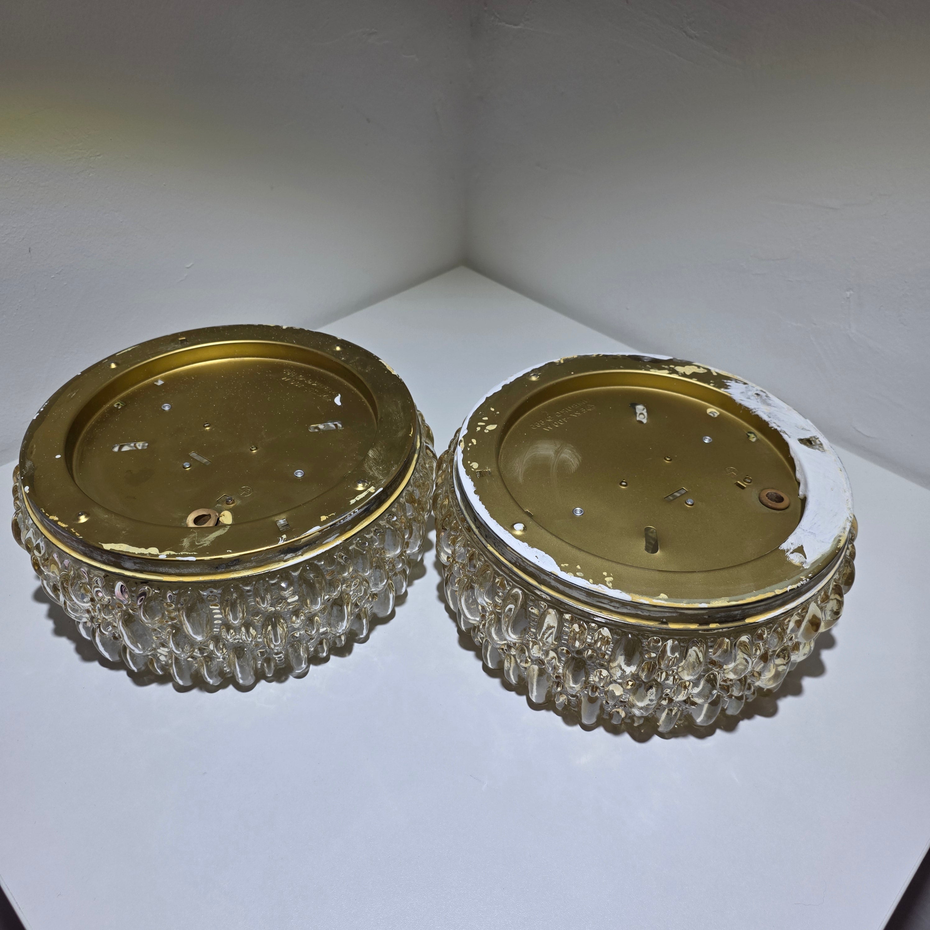 2x Glashütte Limburg 665 Deckenleuchte Wandleuchte Bubble Glas 70er E27 Vintage Showroom Ansbach