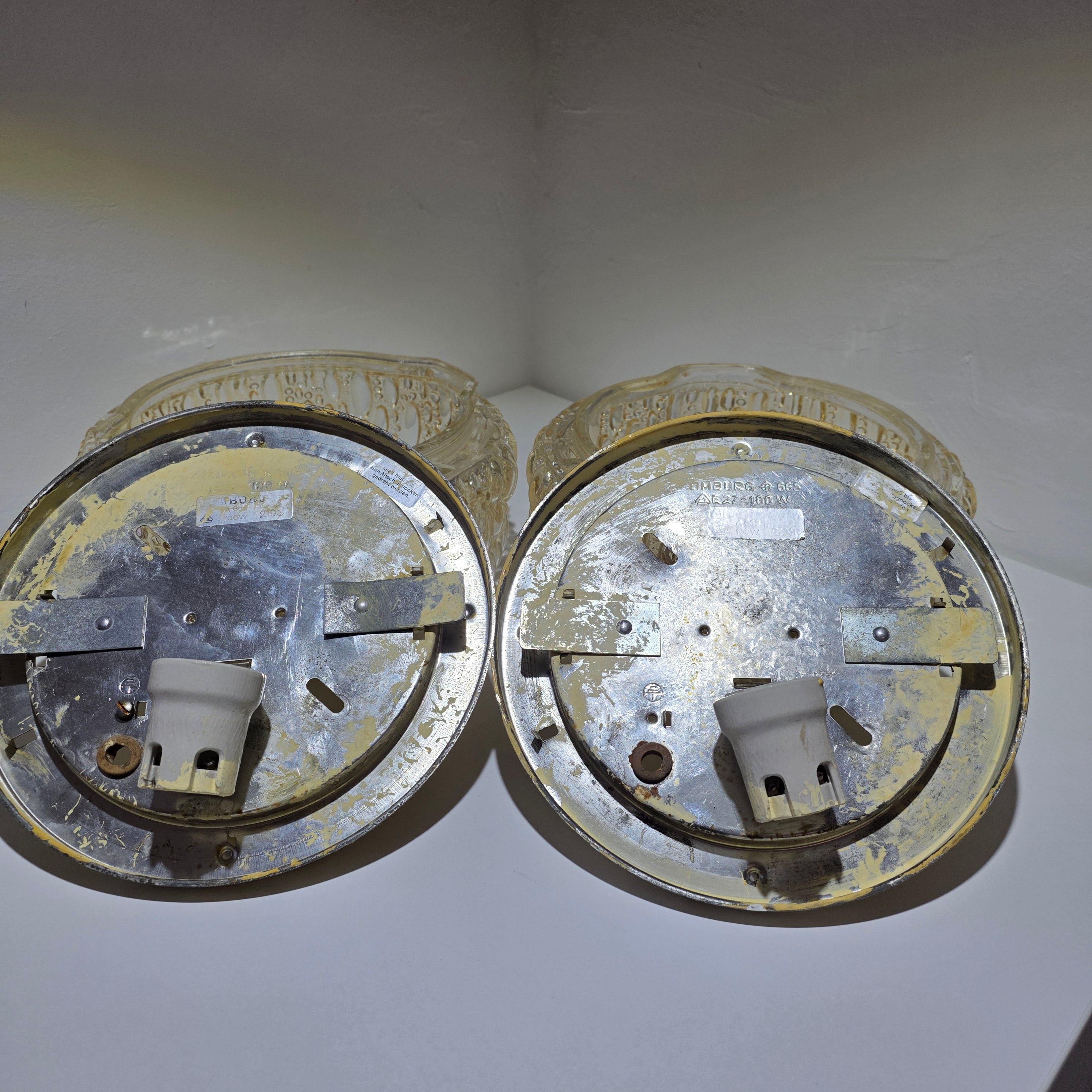 2x Glashütte Limburg 665 Deckenleuchte Wandleuchte Bubble Glas 70er E27 Vintage Showroom Ansbach