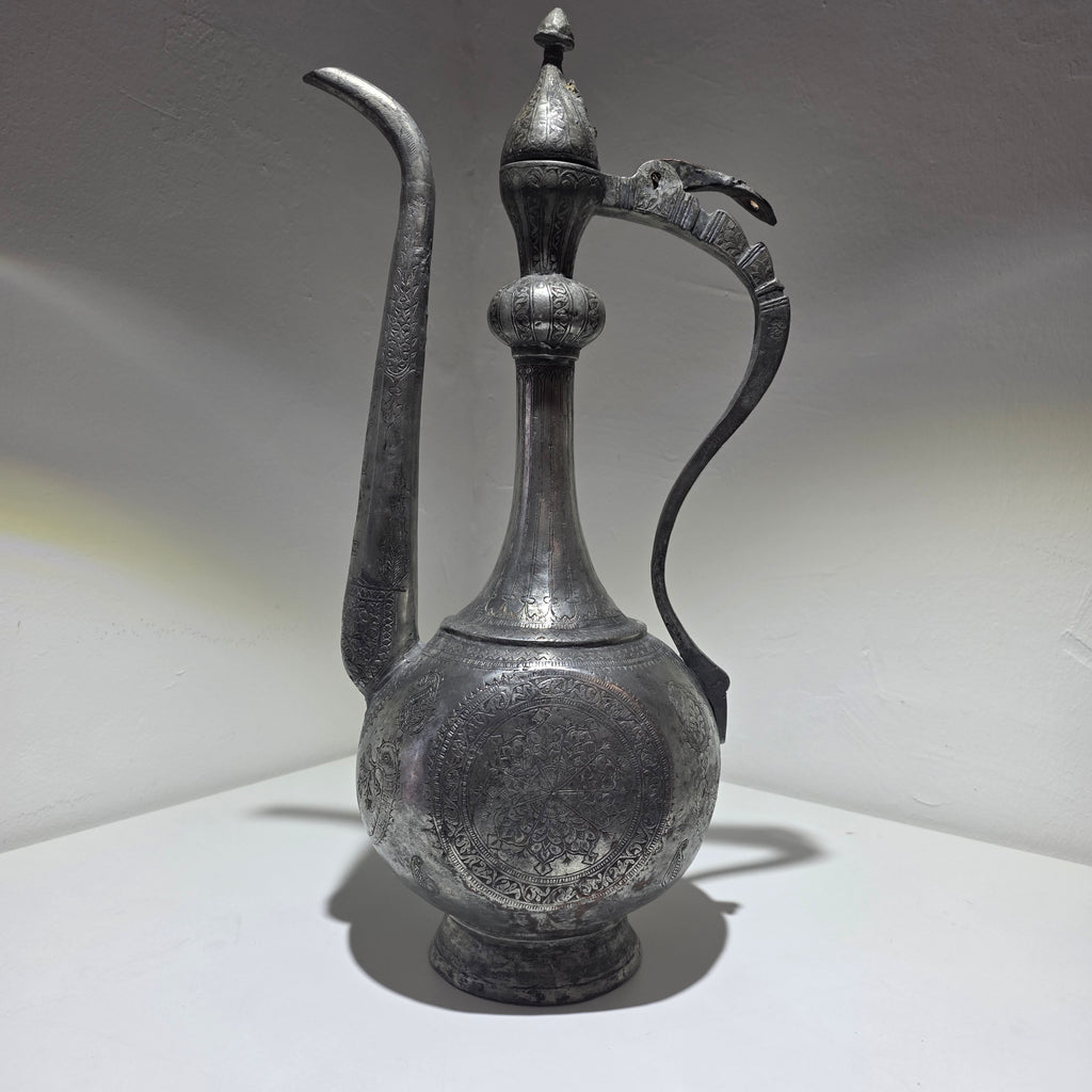 Antike Kadschar Kanne um 1840 I Persisch Osmanisch Kupfer versilbert Handarbeit Showroom Ansbach