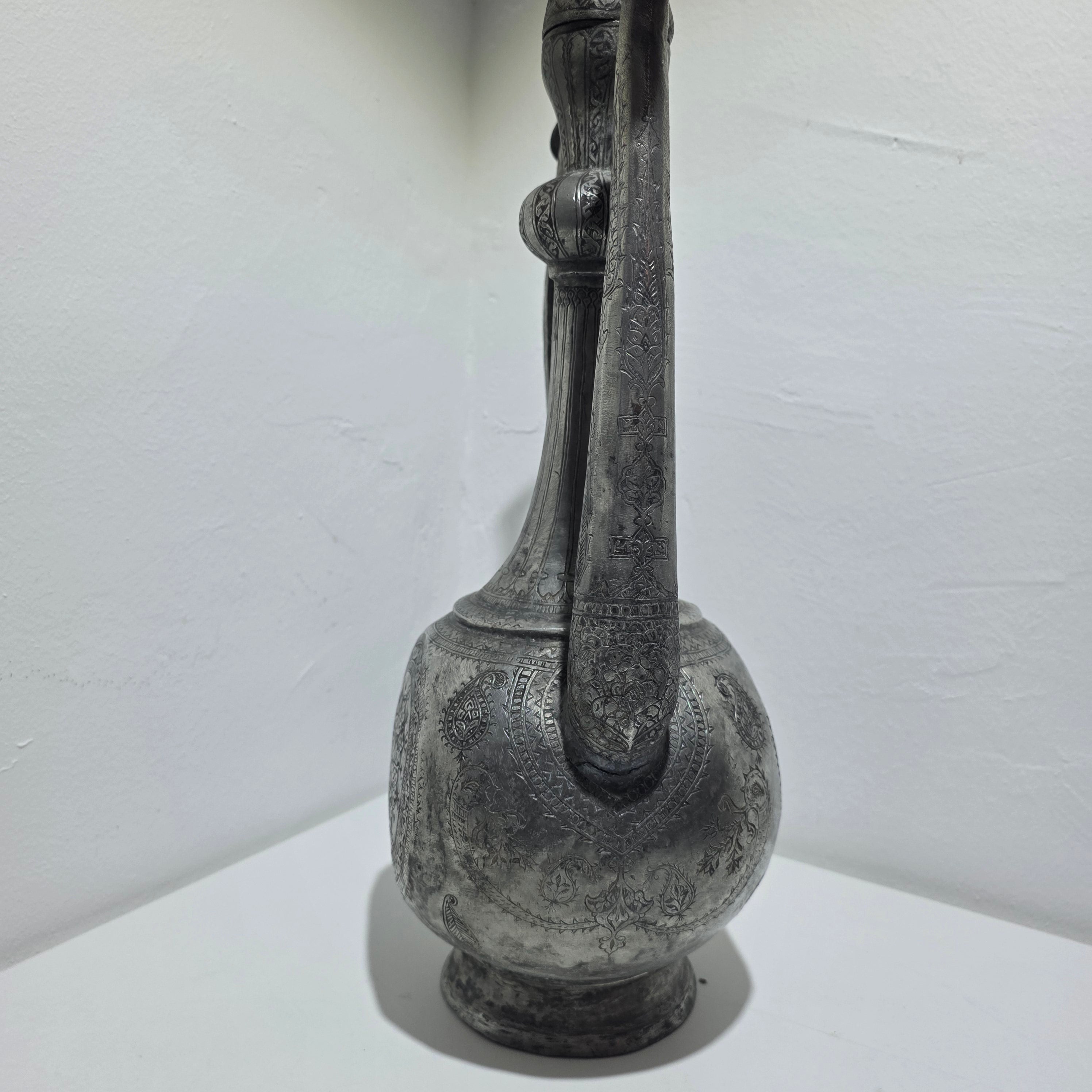 Antike Kadschar Kanne um 1840 I Persisch Osmanisch Kupfer versilbert Handarbeit Showroom Ansbach