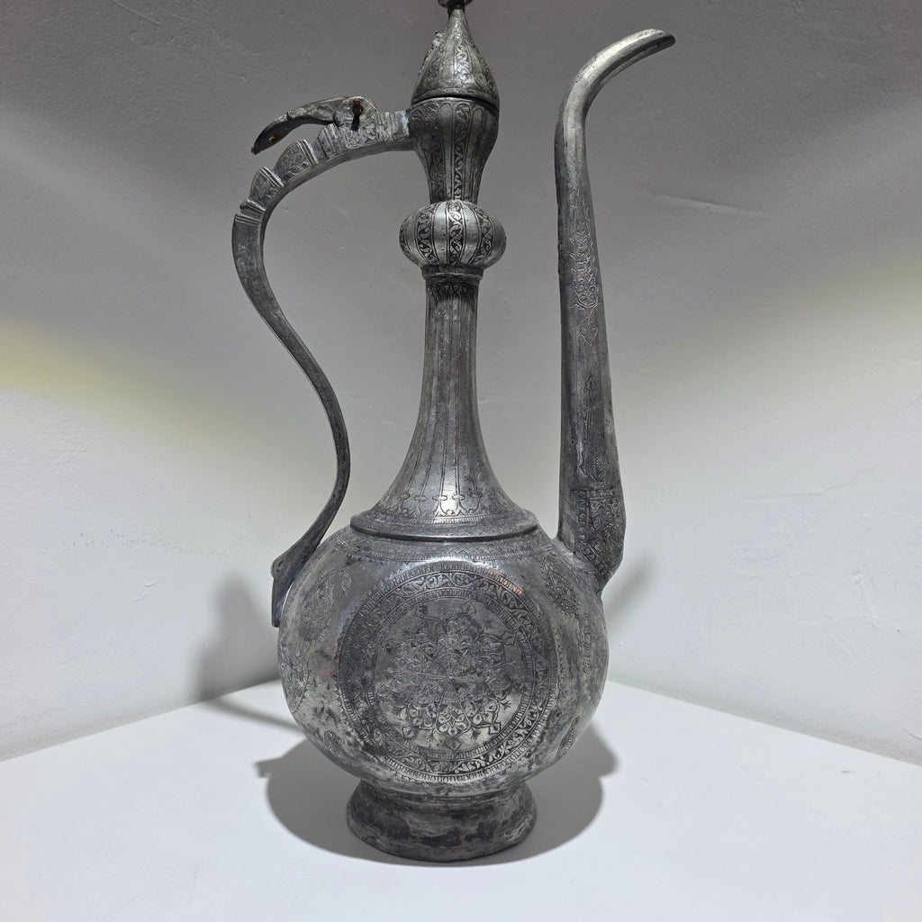 Antike Kadschar Kanne um 1840 I Persisch Osmanisch Kupfer versilbert Handarbeit Showroom Ansbach