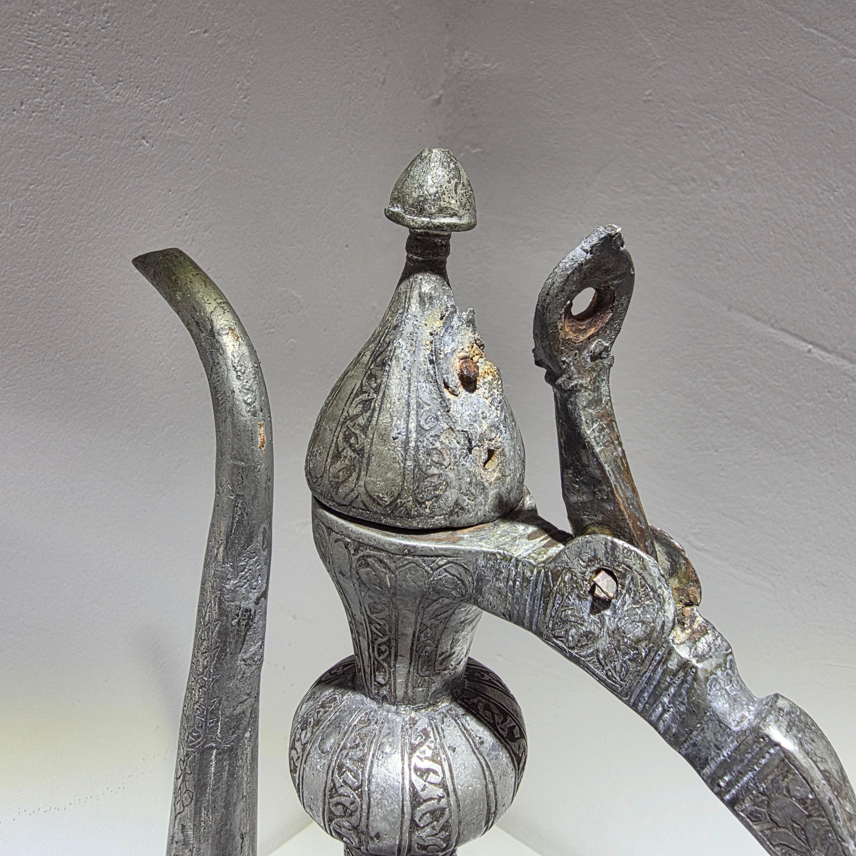 Antike Kadschar Kanne um 1840 I Persisch Osmanisch Kupfer versilbert Handarbeit Showroom Ansbach
