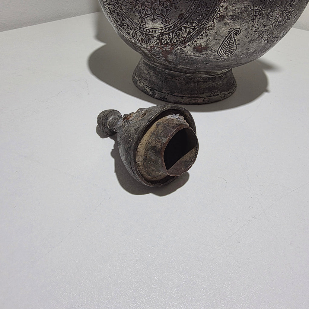 Antike Kadschar Kanne um 1840 I Persisch Osmanisch Kupfer versilbert Handarbeit Showroom Ansbach