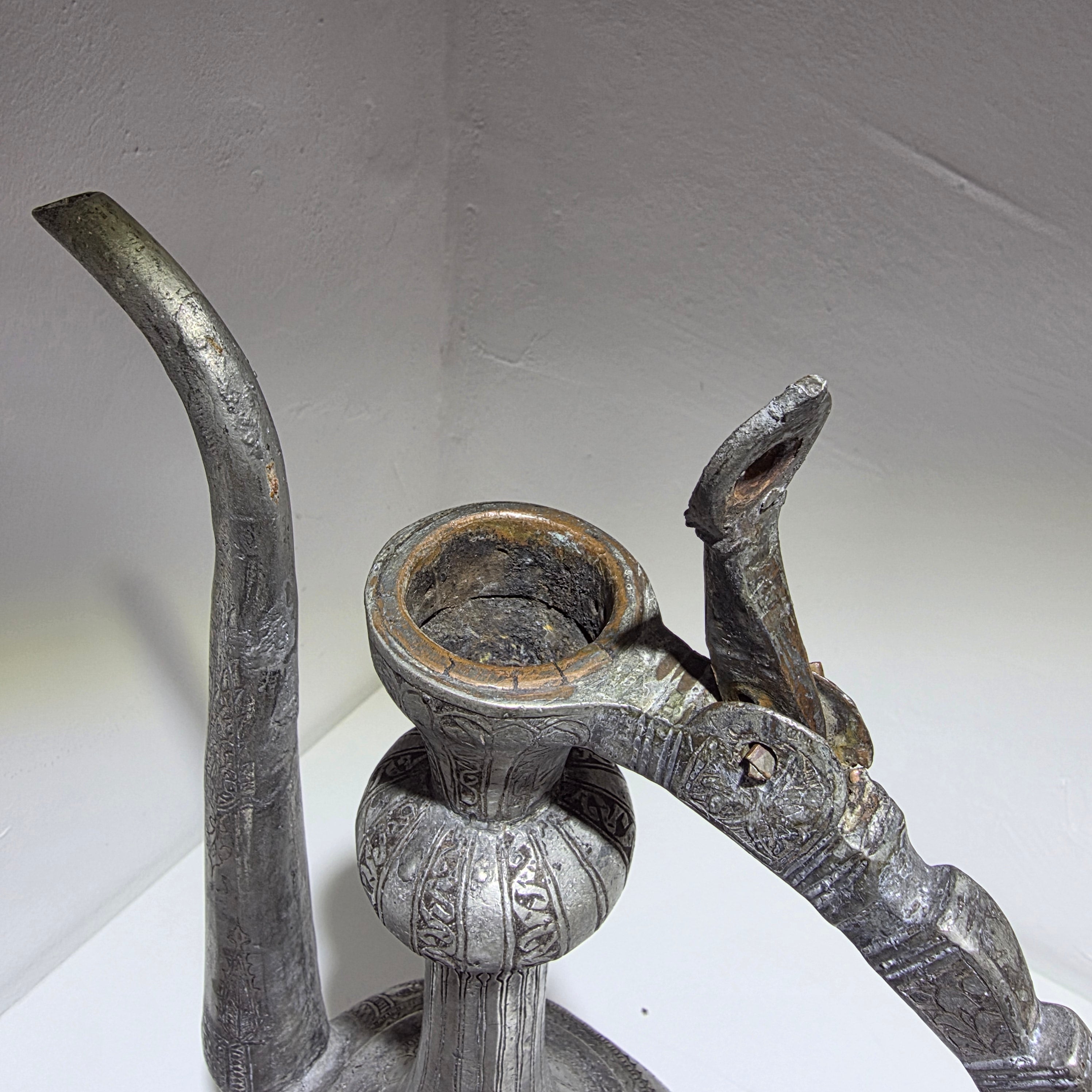 Antike Kadschar Kanne um 1840 I Persisch Osmanisch Kupfer versilbert Handarbeit Showroom Ansbach