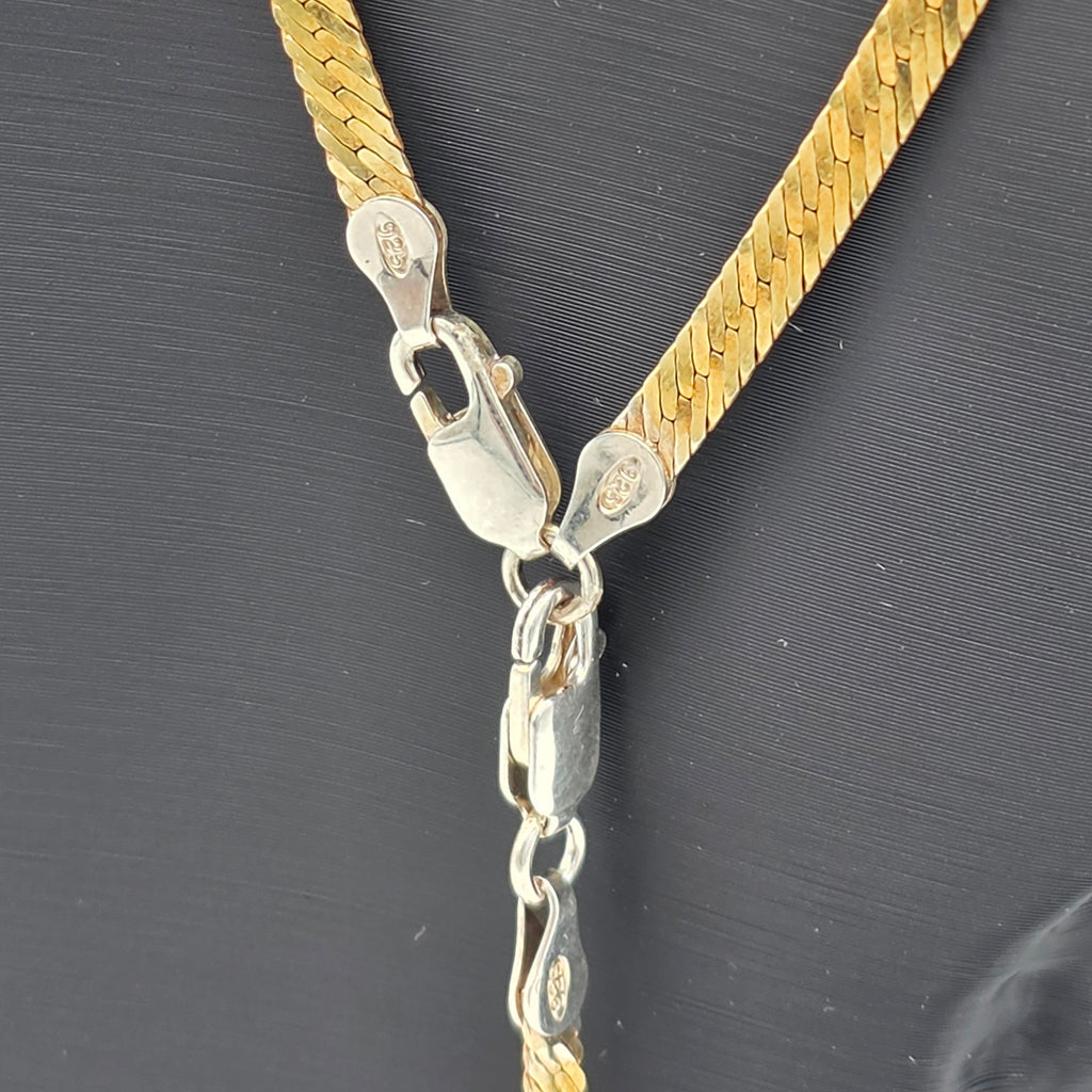 Vintage 925 Silber vergoldet Schmuckset Kette Armband Herringbone 10,58g Showroom Ansbach