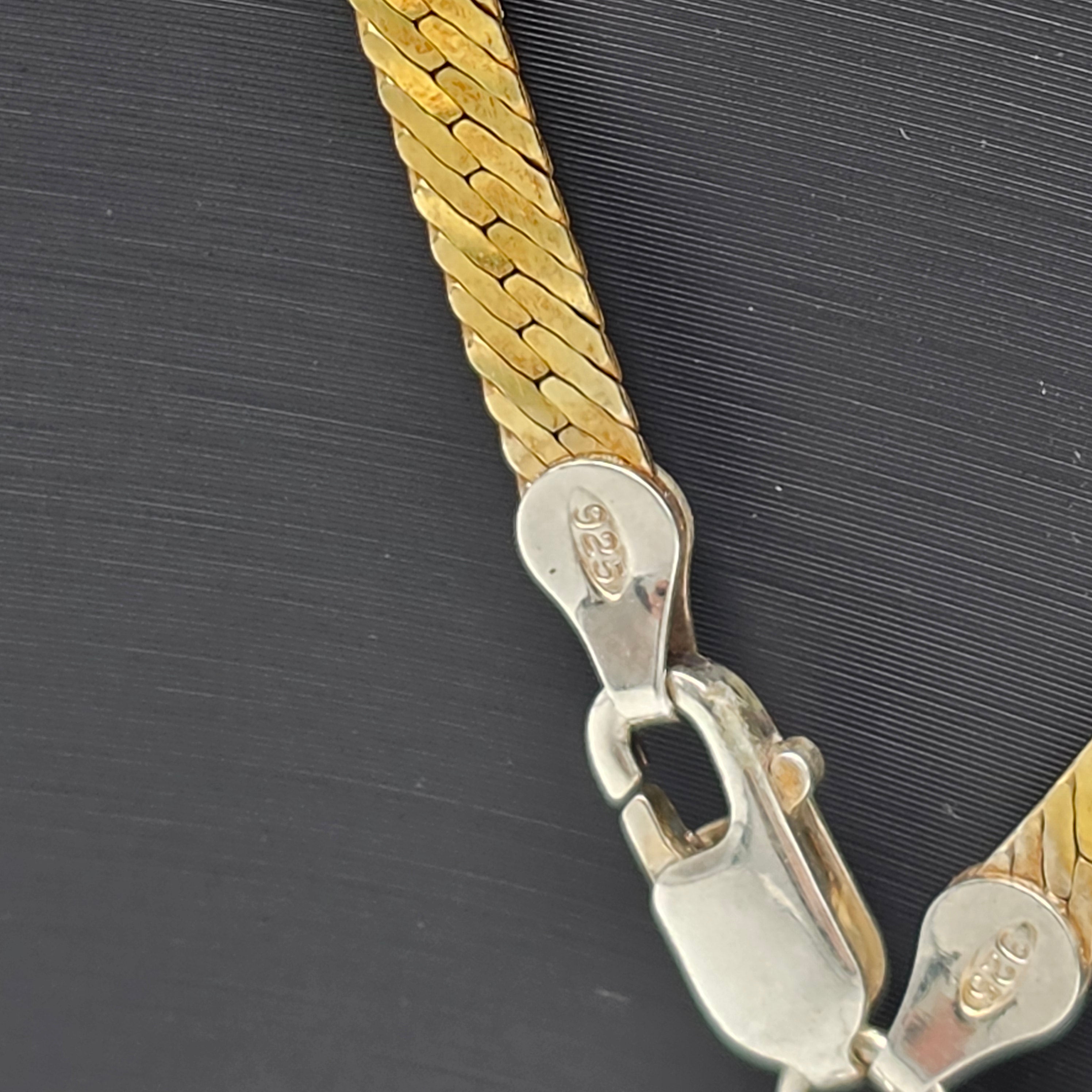 Vintage 925 Silber vergoldet Schmuckset Kette Armband Herringbone 10,58g Showroom Ansbach