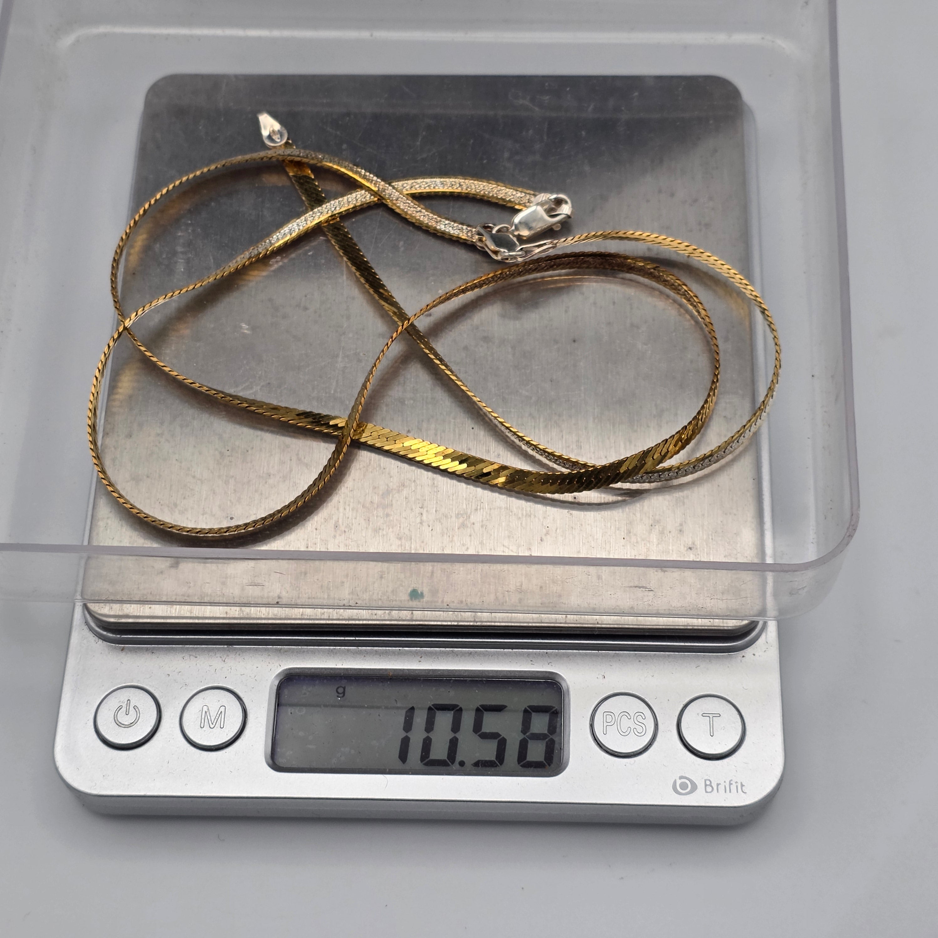 Vintage 925 Silber vergoldet Schmuckset Kette Armband Herringbone 10,58g Showroom Ansbach