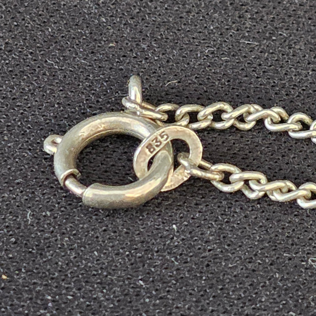 835 Silber Halskette mit großem grünem Stein Anhänger Art Déco Stil 61 cm 9 g Showroom Ansbach