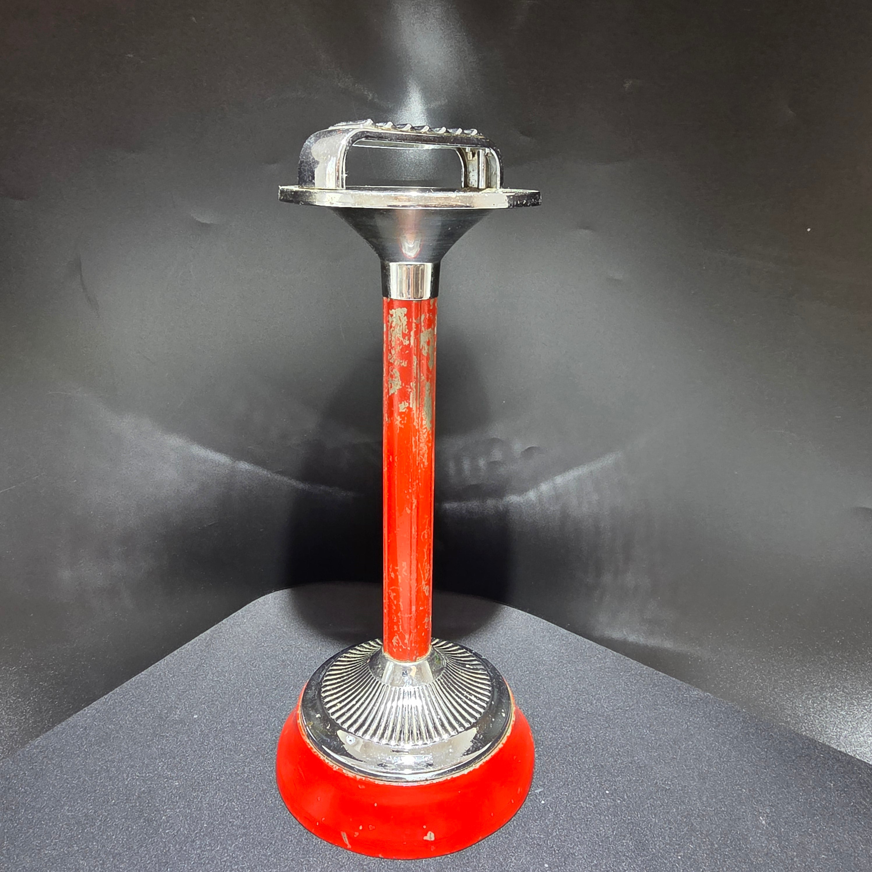 Vintage VINTHE Standaschenbecher England 1950er 1960er Mid Century Chrom Rot Showroom Ansbach