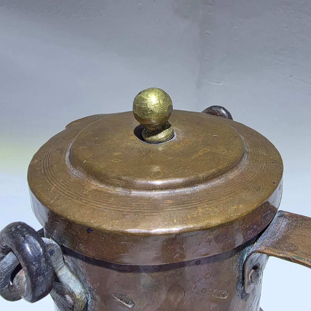 Antiker Kupfer Wasserkrug handgehämmert mit Deckel 32 cm Showroom Ansbach