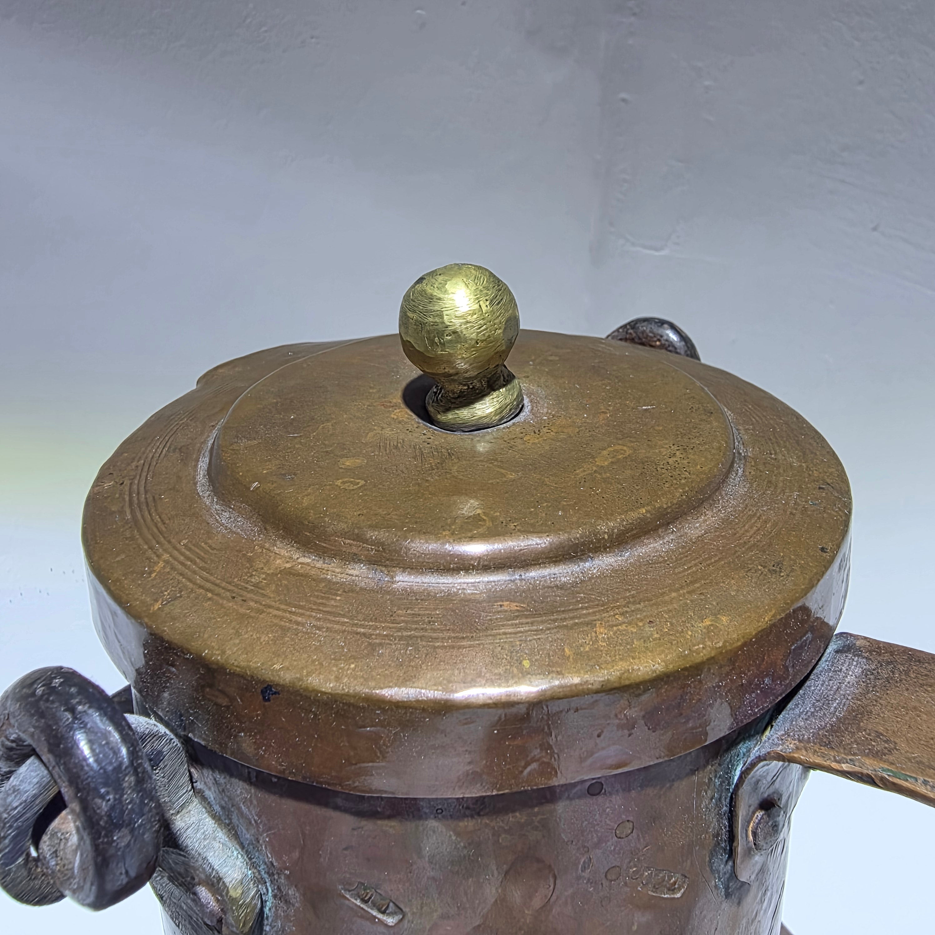 Antiker Kupfer Wasserkrug handgehämmert mit Deckel 32 cm Showroom Ansbach