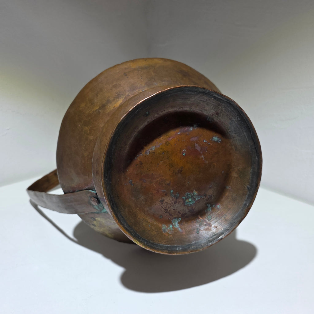 Antiker Kupfer Wasserkrug handgehämmert mit Deckel 32 cm Showroom Ansbach