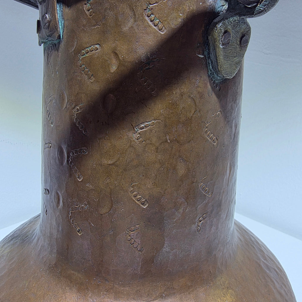 Antiker Kupfer Wasserkrug handgehämmert mit Deckel 32 cm Showroom Ansbach