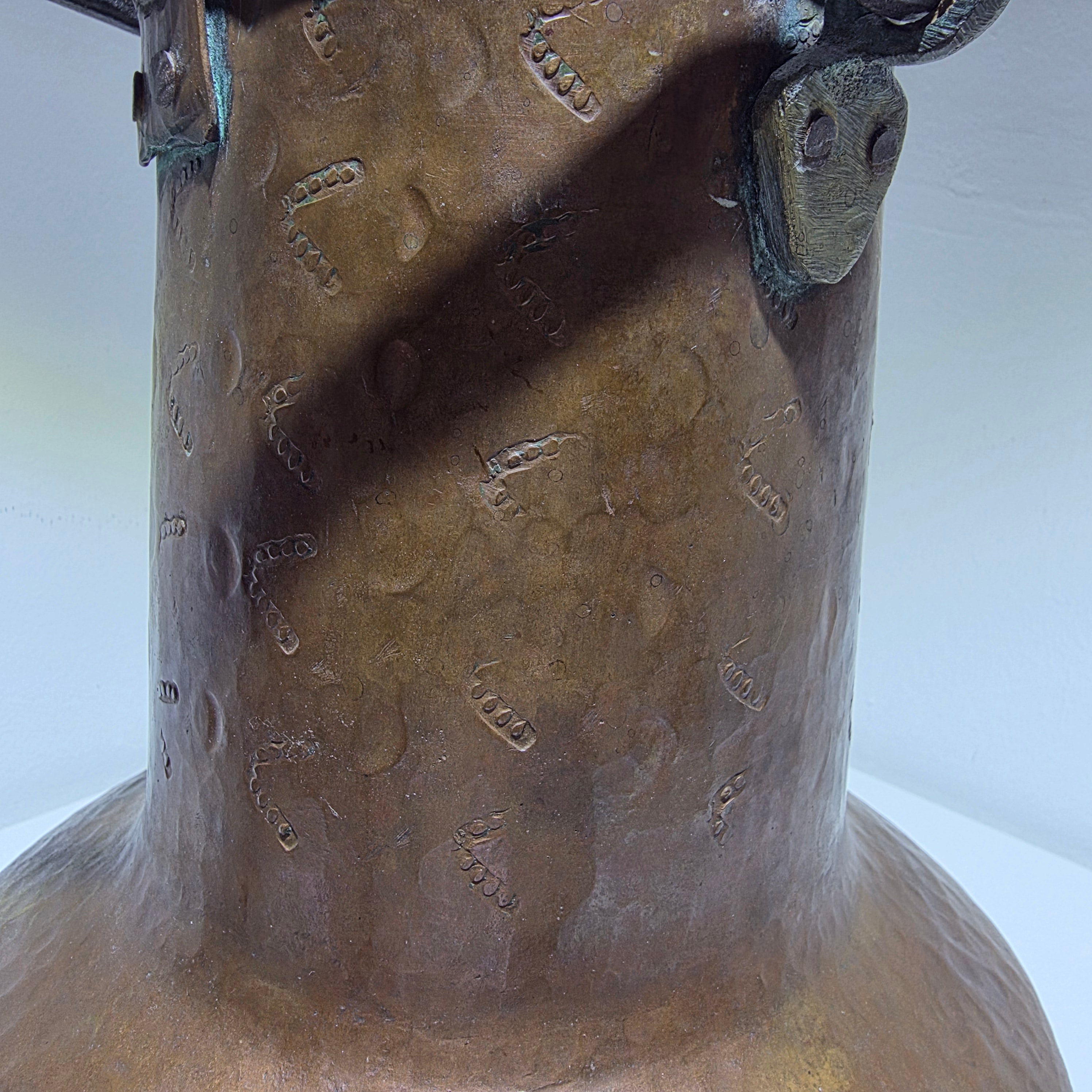 Antiker Kupfer Wasserkrug handgehämmert mit Deckel 32 cm Showroom Ansbach