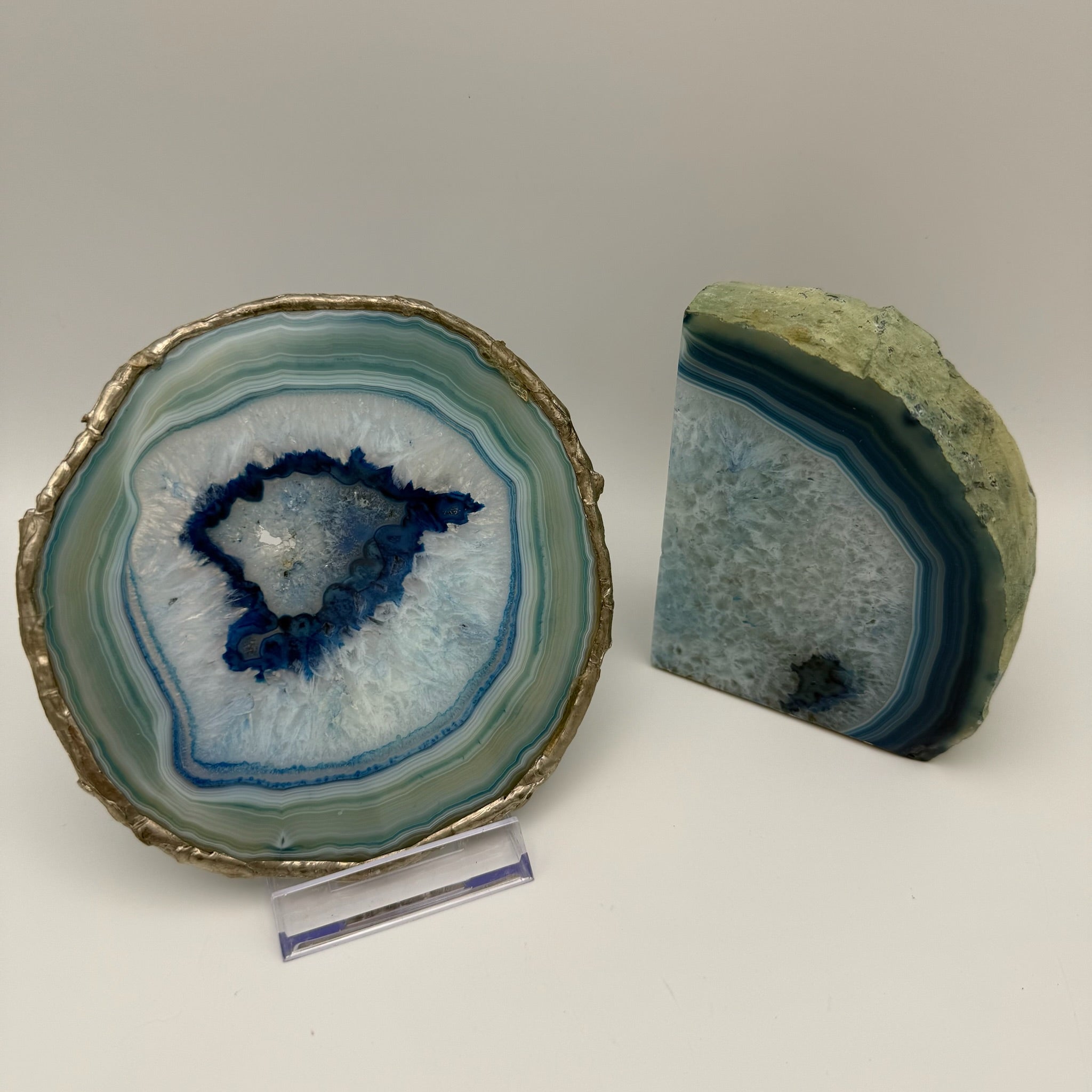 Große Achat Geode I Amethyst Kristall Zentrum I Poliertes Paar I Naturobjekt I 1 kg Showroom Ansbach