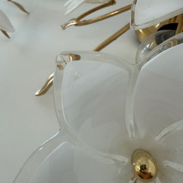 3tlg. Paolo Venini Murano Glas Florentiner Set I 3-flammiger Kronleuchter & 2 Wandlampen 1970er I Italienisches Design Chrom I Rarität Showroom Ansbach