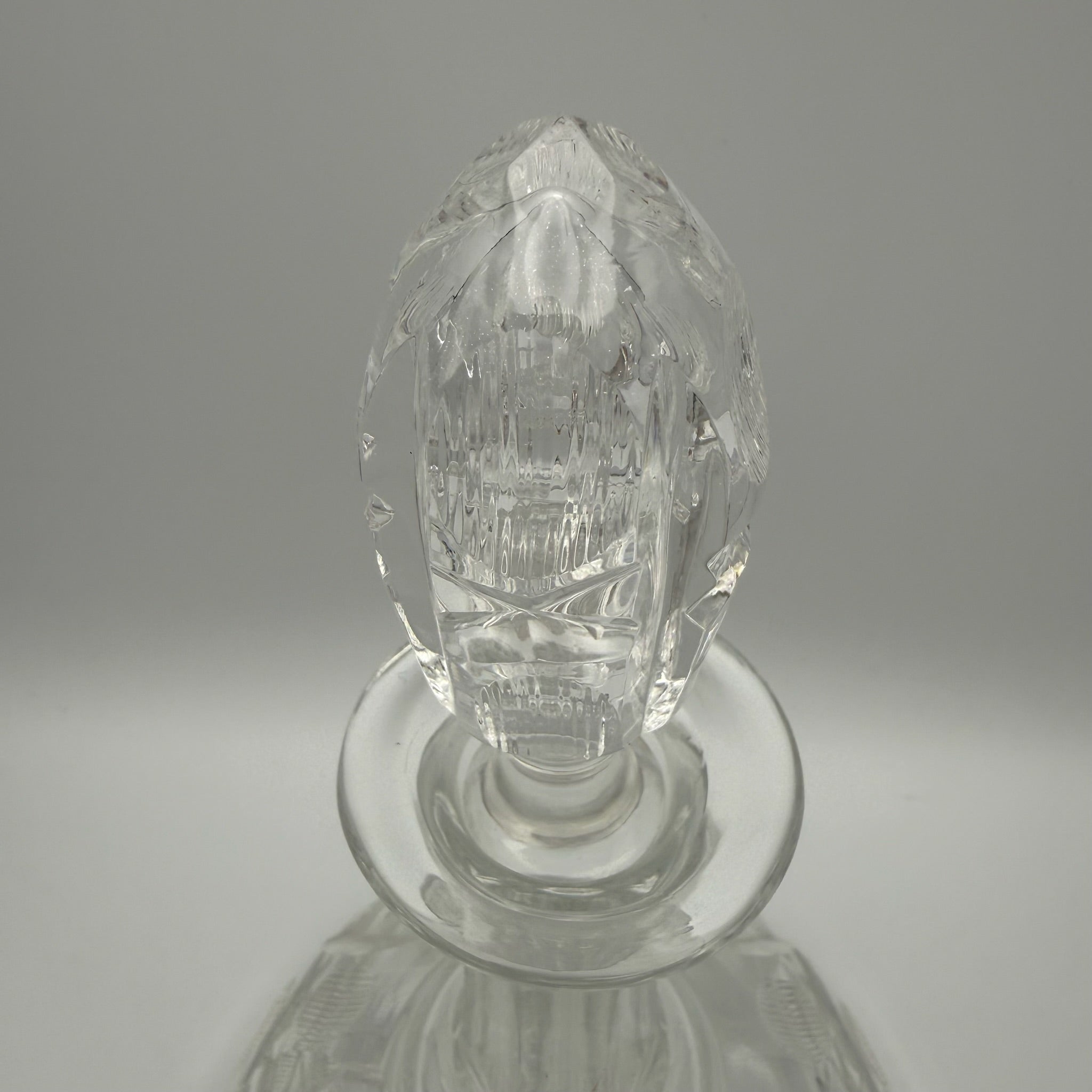 Schwere Vintage Glas Karaffe mit Kugelverschluss Flache Form Eisboden 25cm 1088g Showroom Ansbach