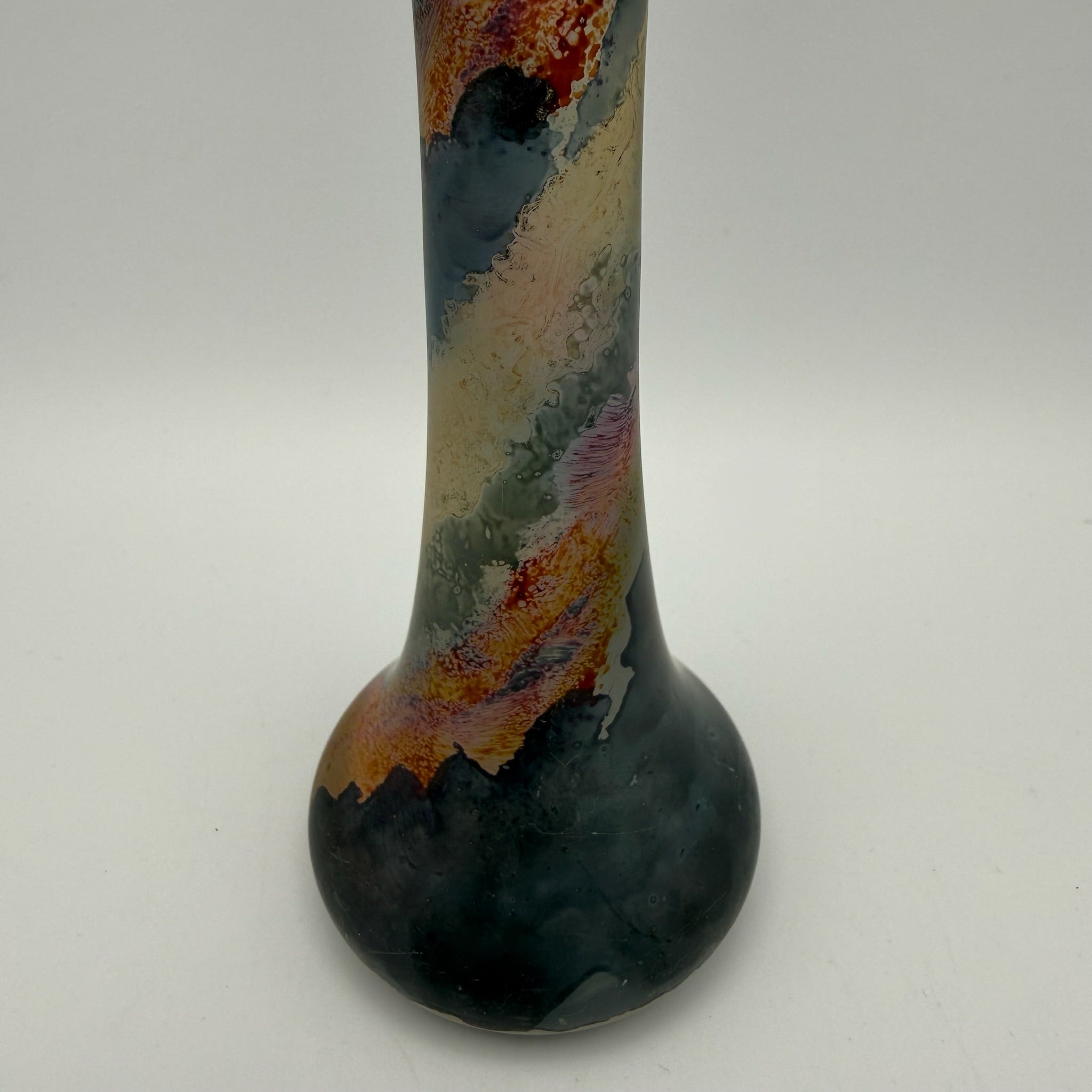 Künstler Studioglas Solitärvase I Satiniert Bunt I Finger-Vase Mattglas Modern Art I Vintage um 1990 I 20 cm Showroom Ansbach