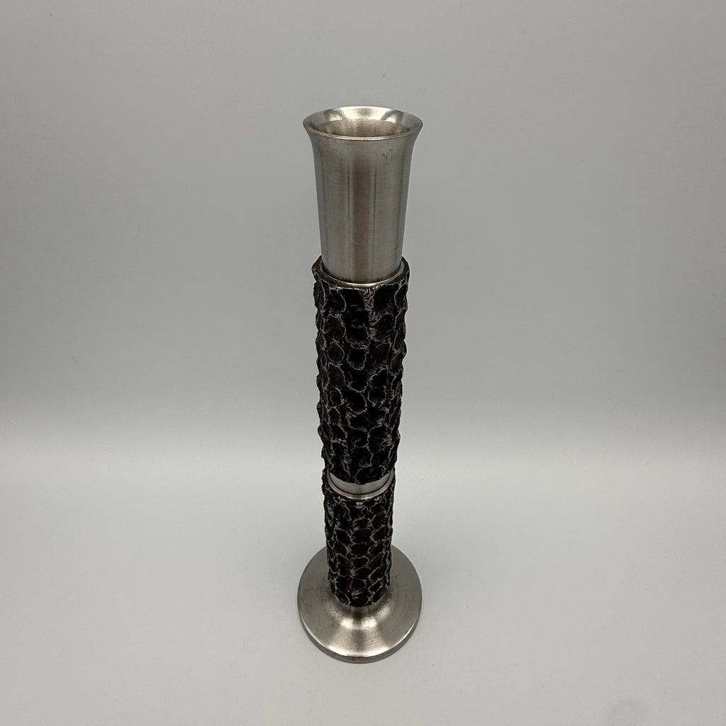 BMF Brutalist Solitär Vase I Rinden Struktur & Patina I Comet Stil 1970er I Space Age Metall Kunst I 22 cm BMF