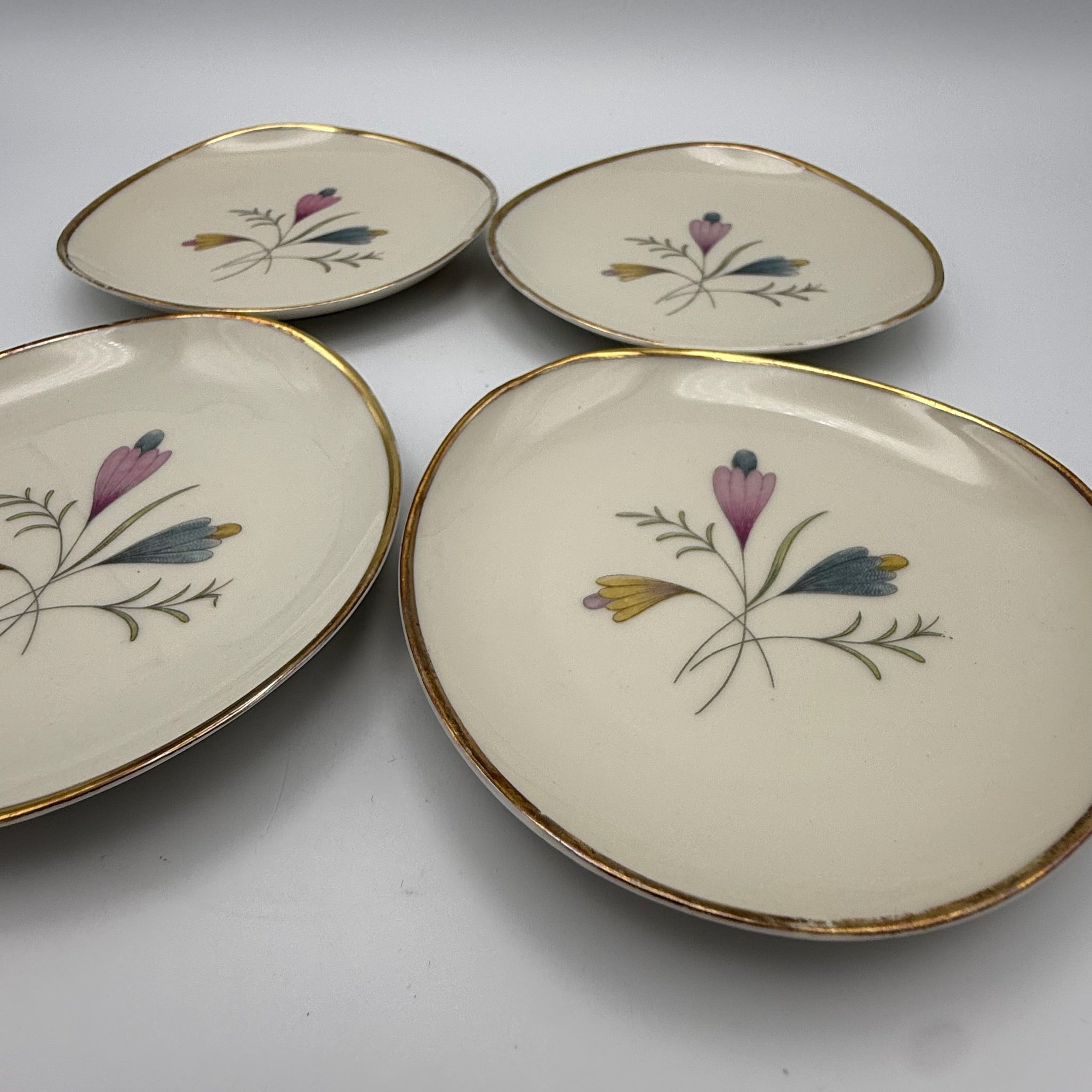 4er Set Mitterteich Bavaria Konfektteller I Nierenform 50er Jahre I Dekor 8305 I Mid-Century Vintage I 11,2 cm Mitterteich Bavaria