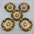 5er Set antike Rosenthal Kronach Tellerchen I Dekor Rosemarie I Konfektteller Goldrand 1920er Vintage Rosenthal