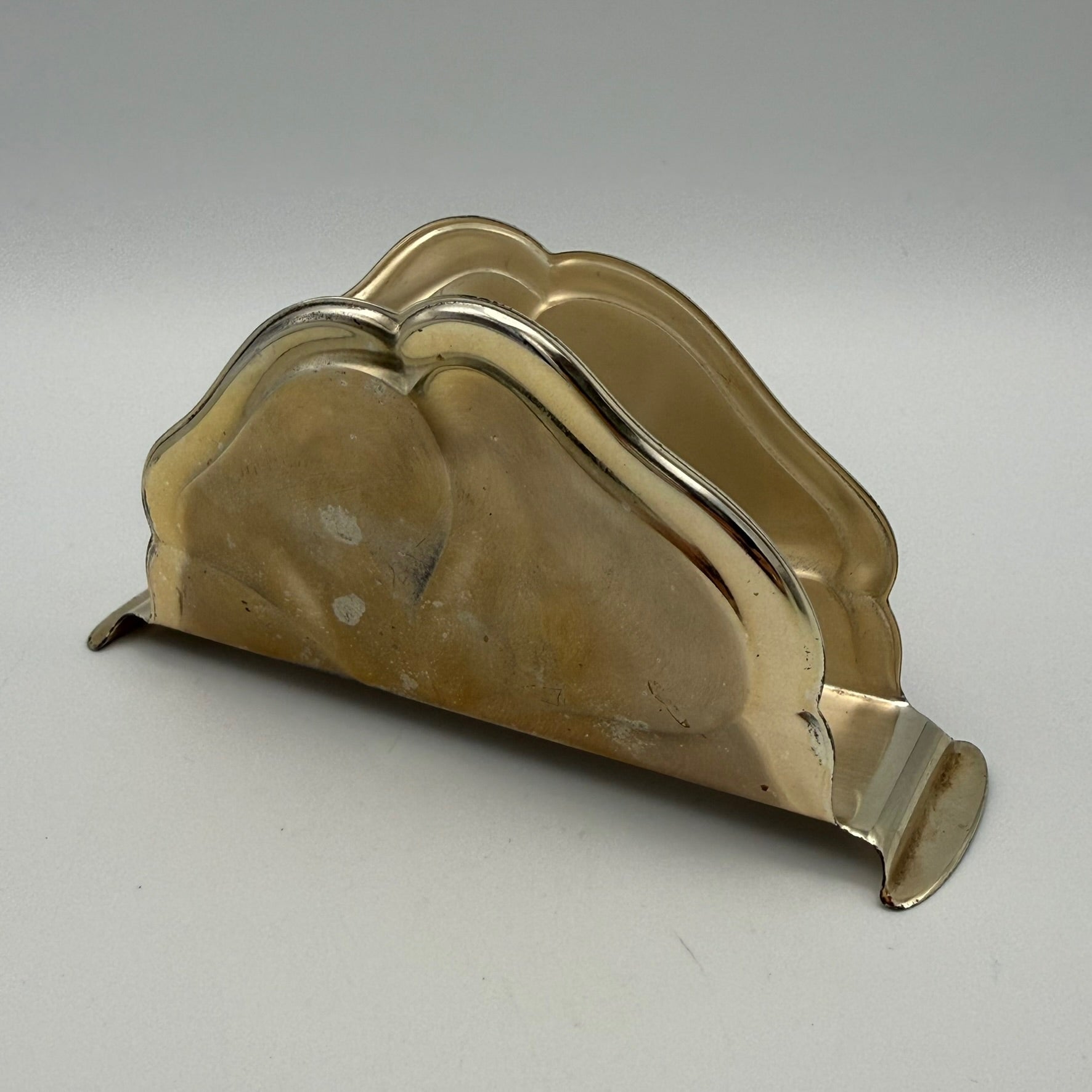 WMF Ikora Art Déco Serviettenhalter I Versilbert Vintage Briefhalter I Organische Form ca. 1950 I 13,3 cm Showroom Ansbach